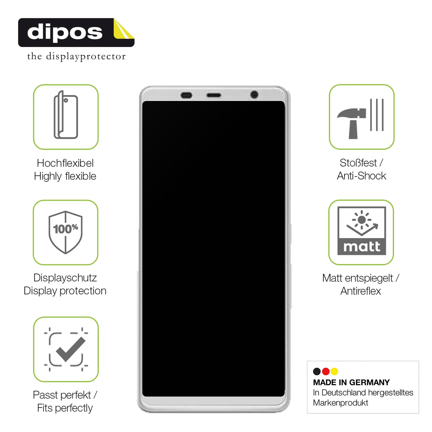 Displayschutz hergestellt in Deutschland, höchste Qualität made in Germany