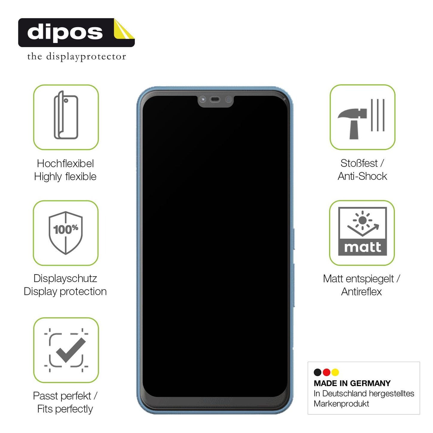 Displayschutz hergestellt in Deutschland, höchste Qualität made in Germany