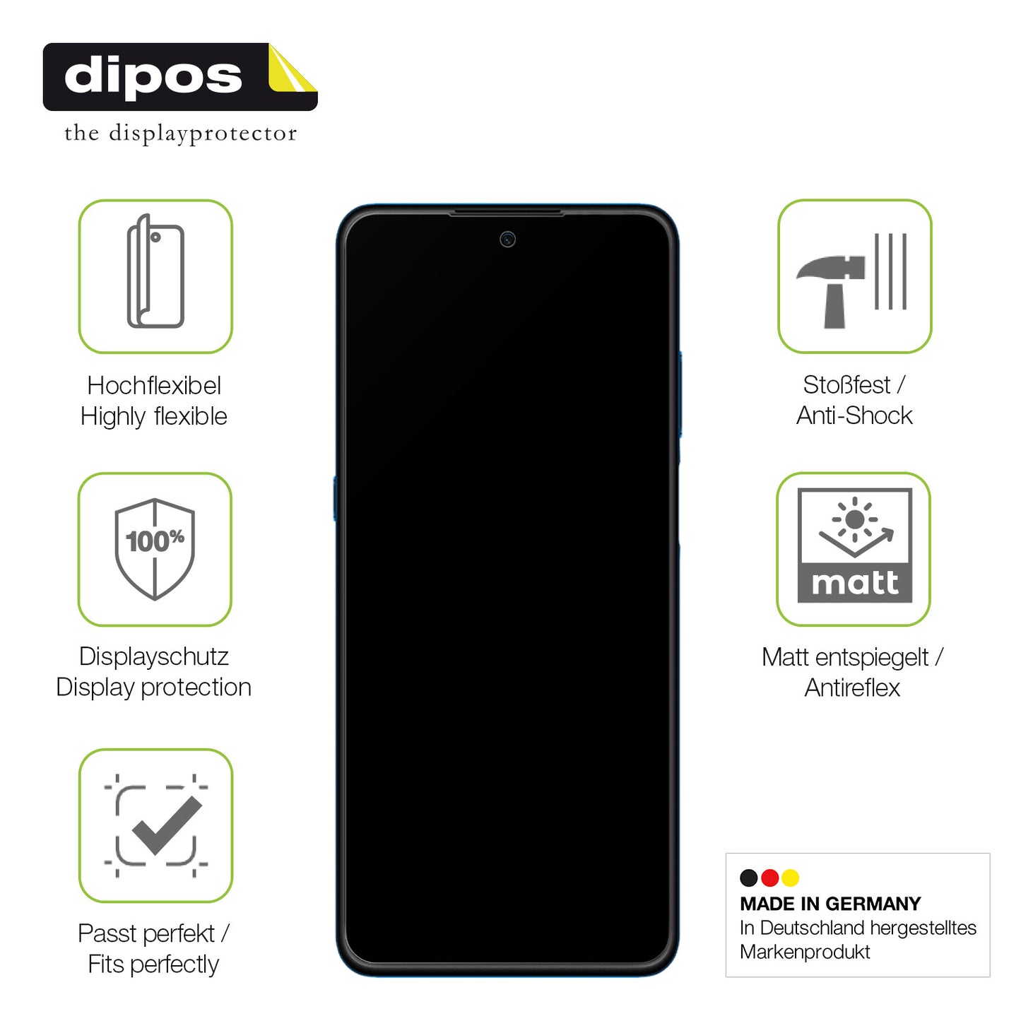 Displayschutz hergestellt in Deutschland, höchste Qualität made in Germany