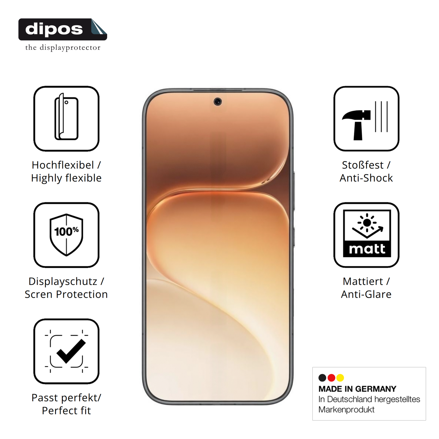 Displayschutz hergestellt in Deutschland, höchste Qualität made in Germany