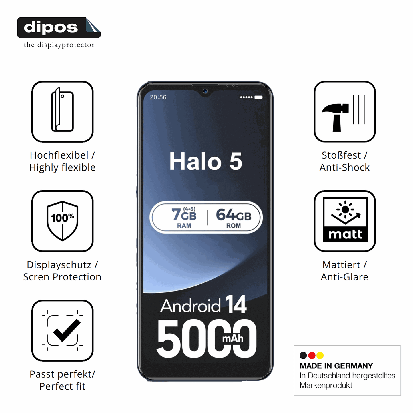 Displayschutz hergestellt in Deutschland, höchste Qualität made in Germany