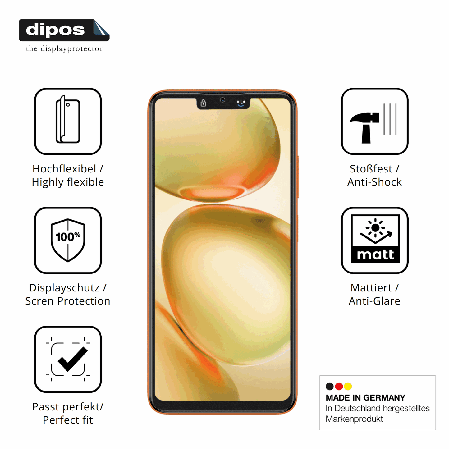 Displayschutz hergestellt in Deutschland, höchste Qualität made in Germany
