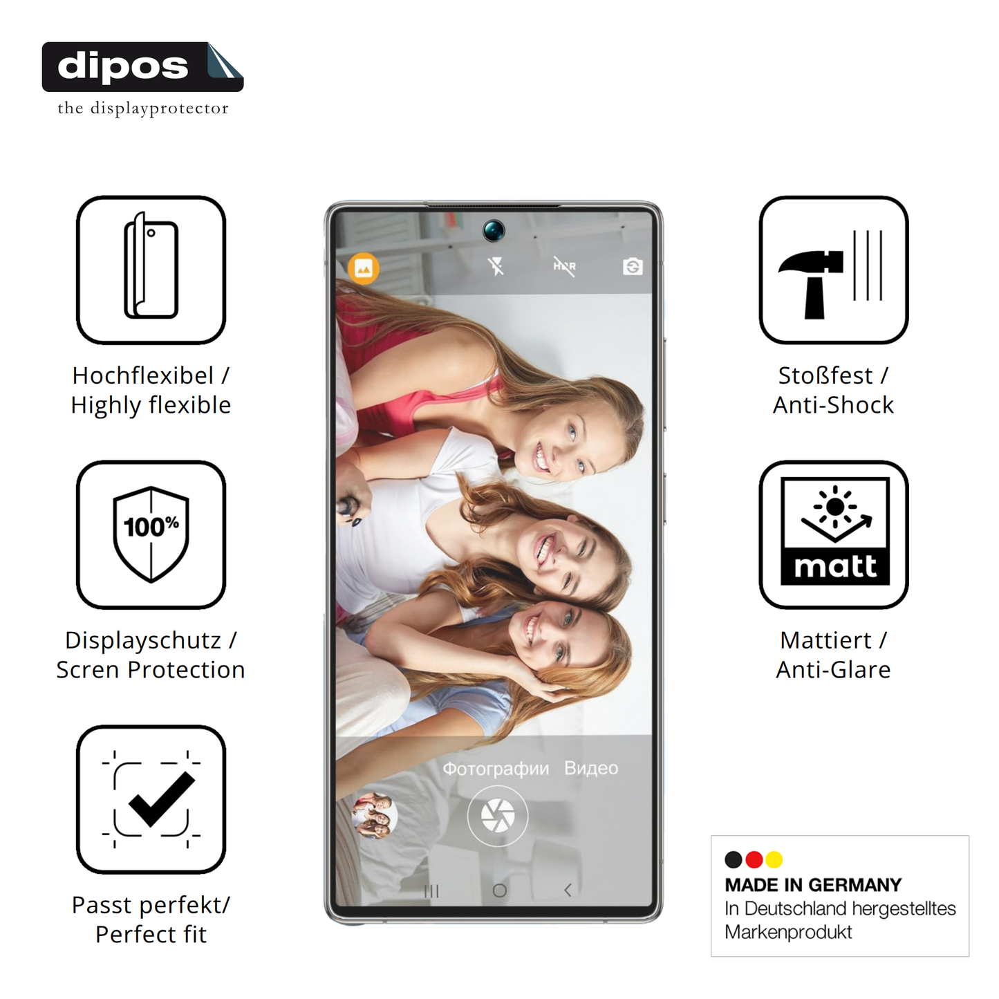 Displayschutz hergestellt in Deutschland, höchste Qualität made in Germany