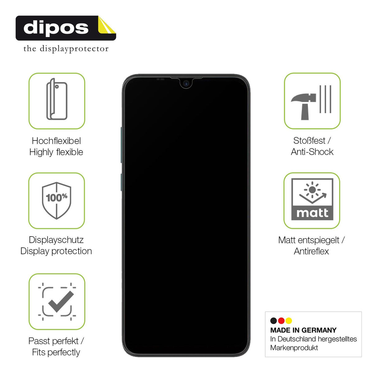 Displayschutz hergestellt in Deutschland, höchste Qualität made in Germany