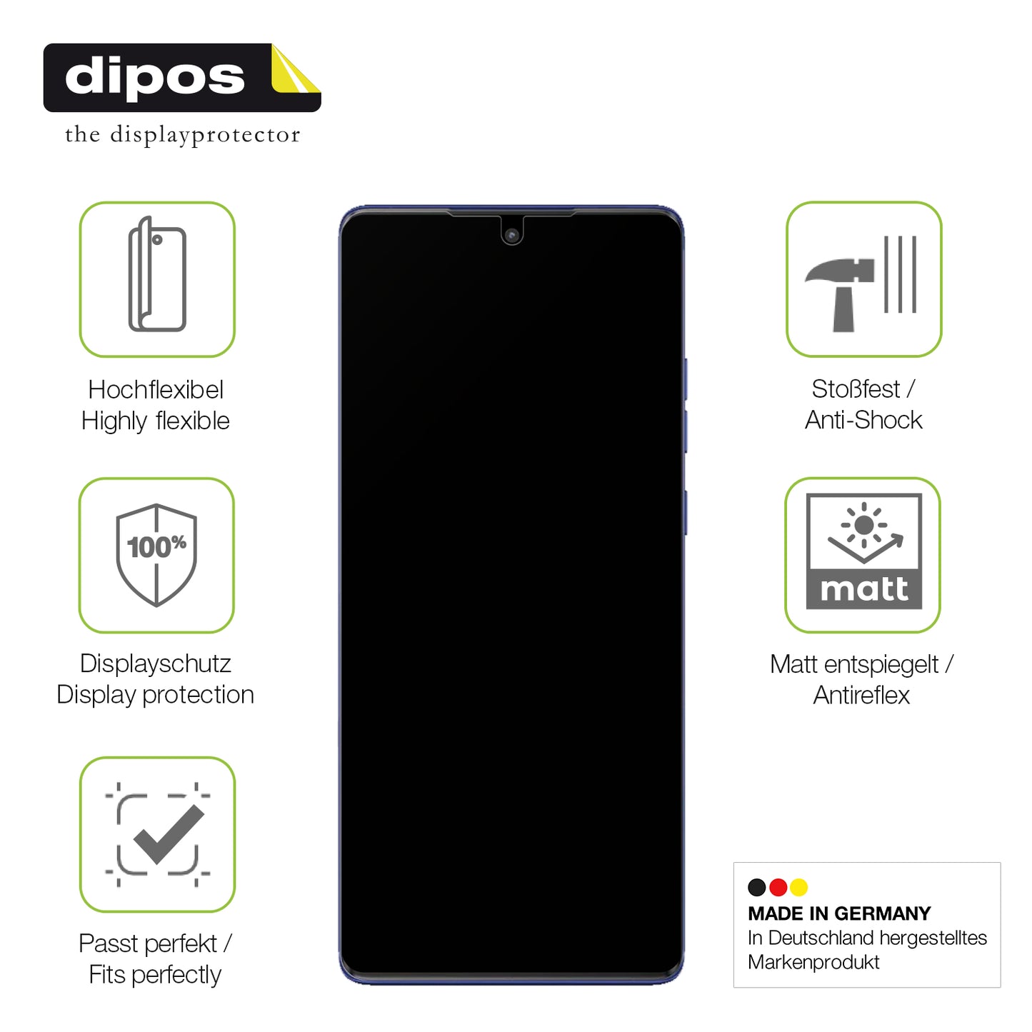 Displayschutz hergestellt in Deutschland, höchste Qualität made in Germany