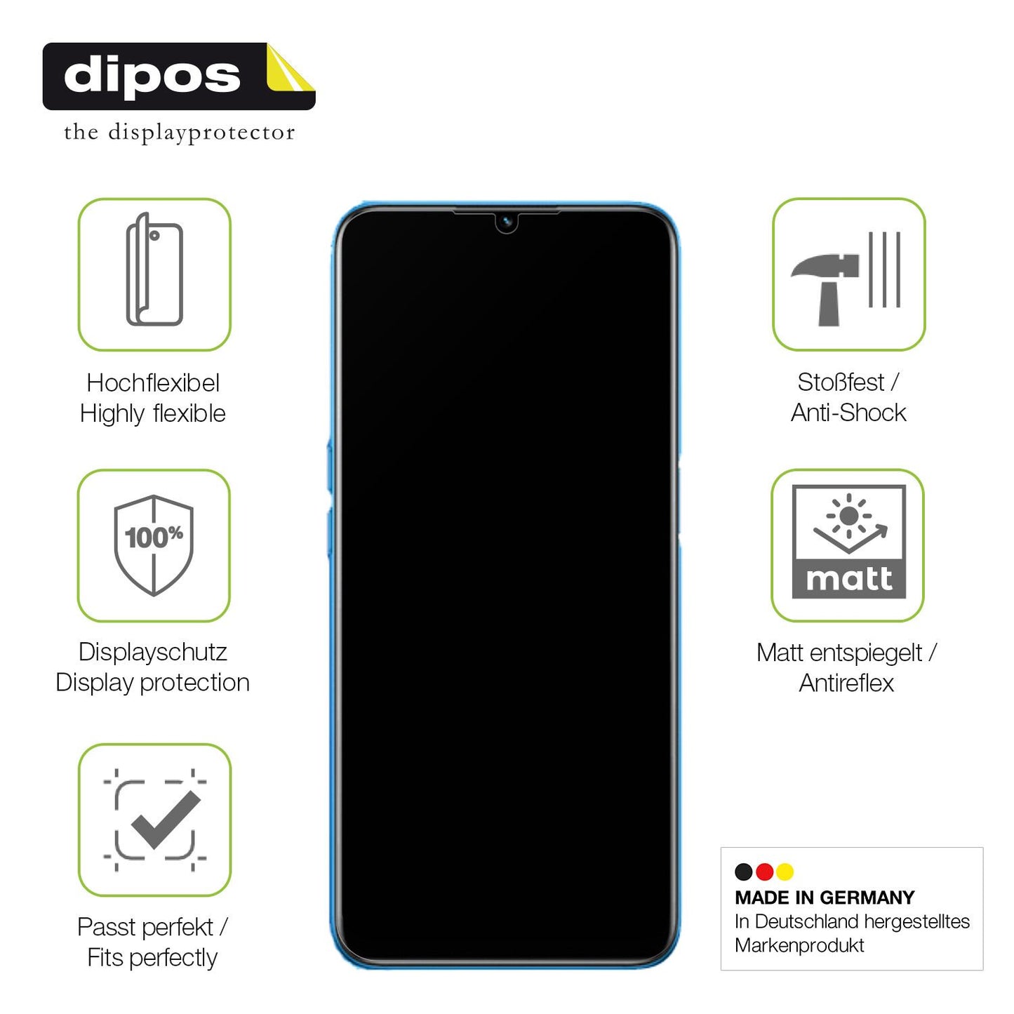 Displayschutz hergestellt in Deutschland, höchste Qualität made in Germany