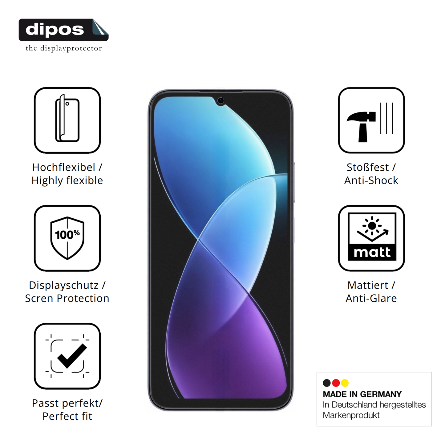 Displayschutz hergestellt in Deutschland, höchste Qualität made in Germany