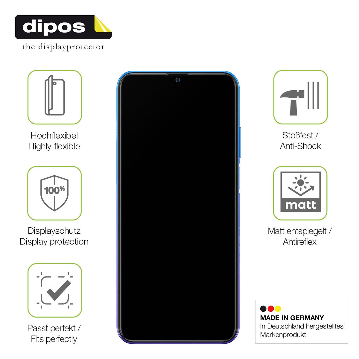 Displayschutz hergestellt in Deutschland, höchste Qualität made in Germany