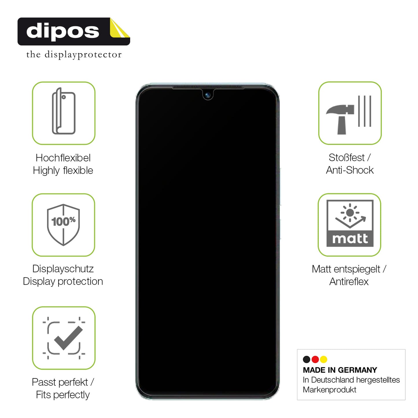 Displayschutz hergestellt in Deutschland, höchste Qualität made in Germany