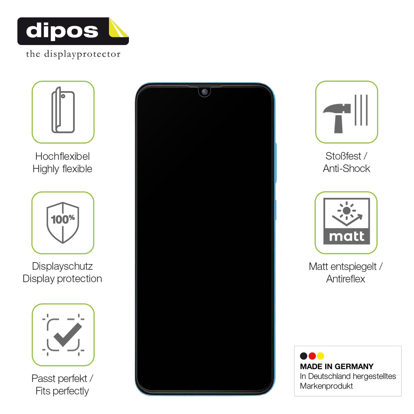 Displayschutz hergestellt in Deutschland, höchste Qualität made in Germany