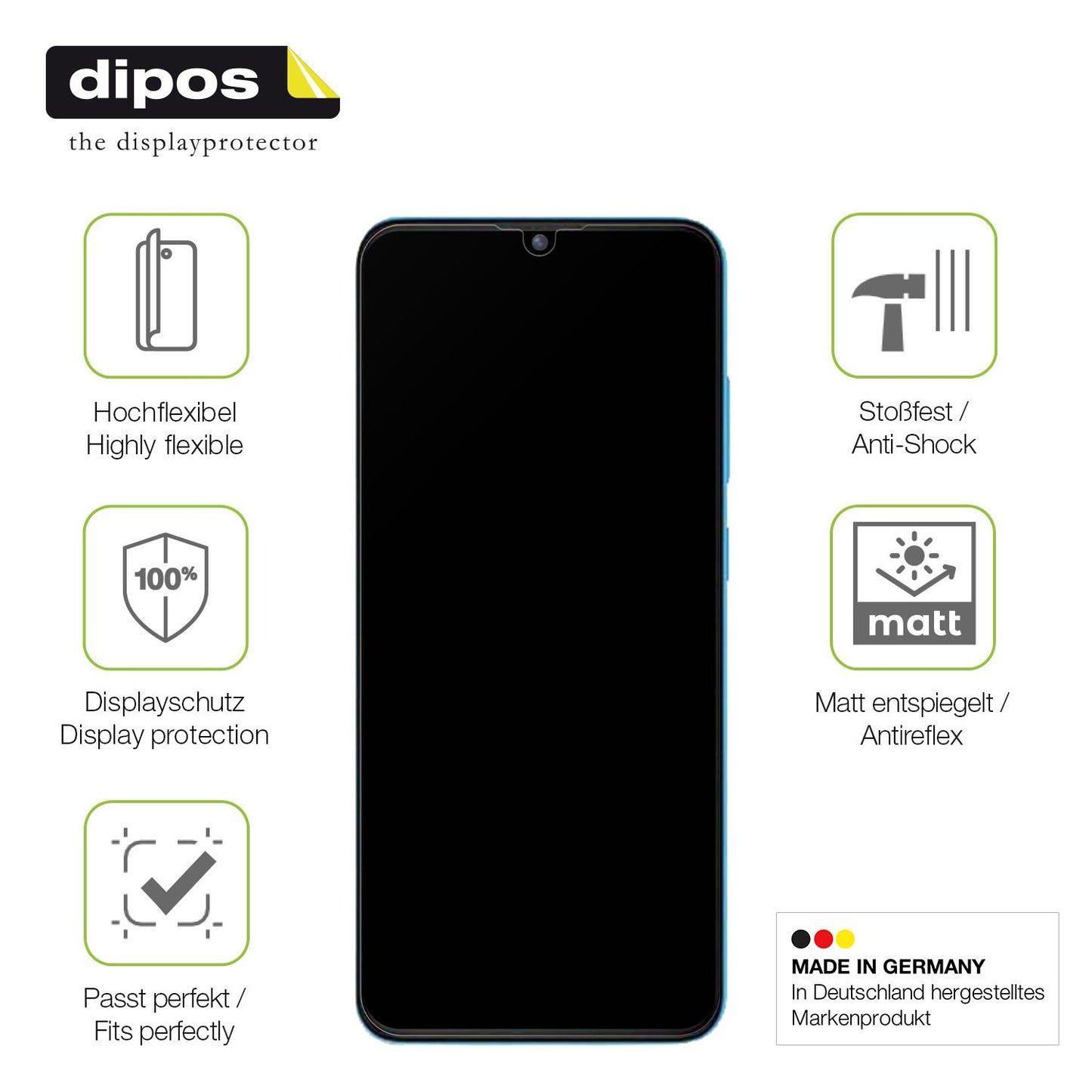 Displayschutz hergestellt in Deutschland, höchste Qualität made in Germany