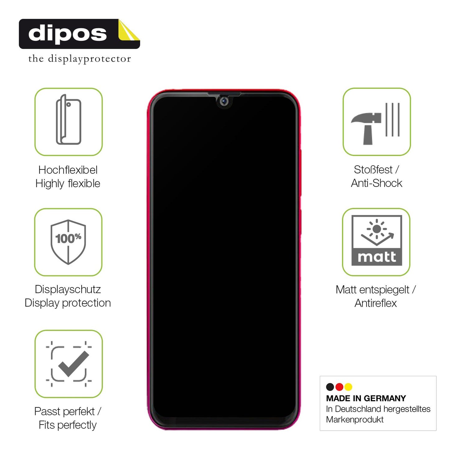 Displayschutz hergestellt in Deutschland, höchste Qualität made in Germany
