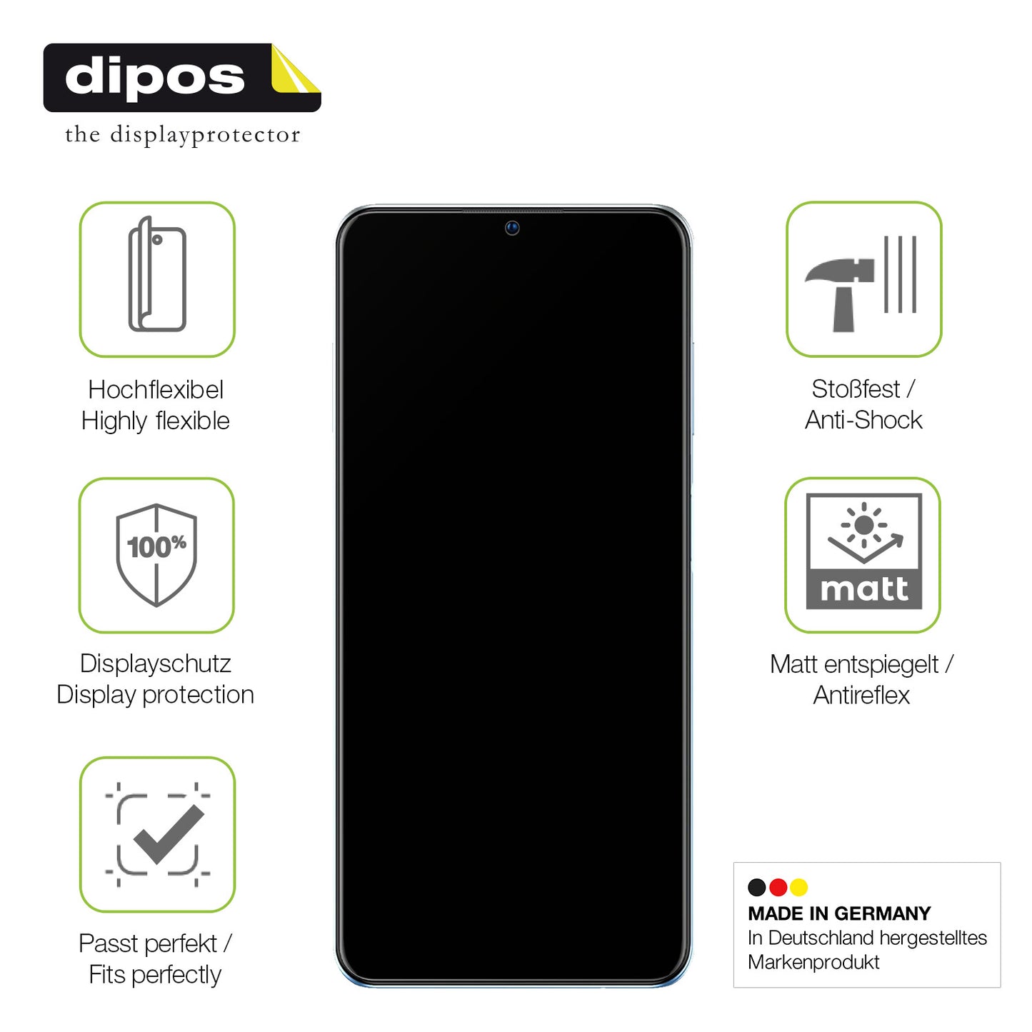Displayschutz hergestellt in Deutschland, höchste Qualität made in Germany