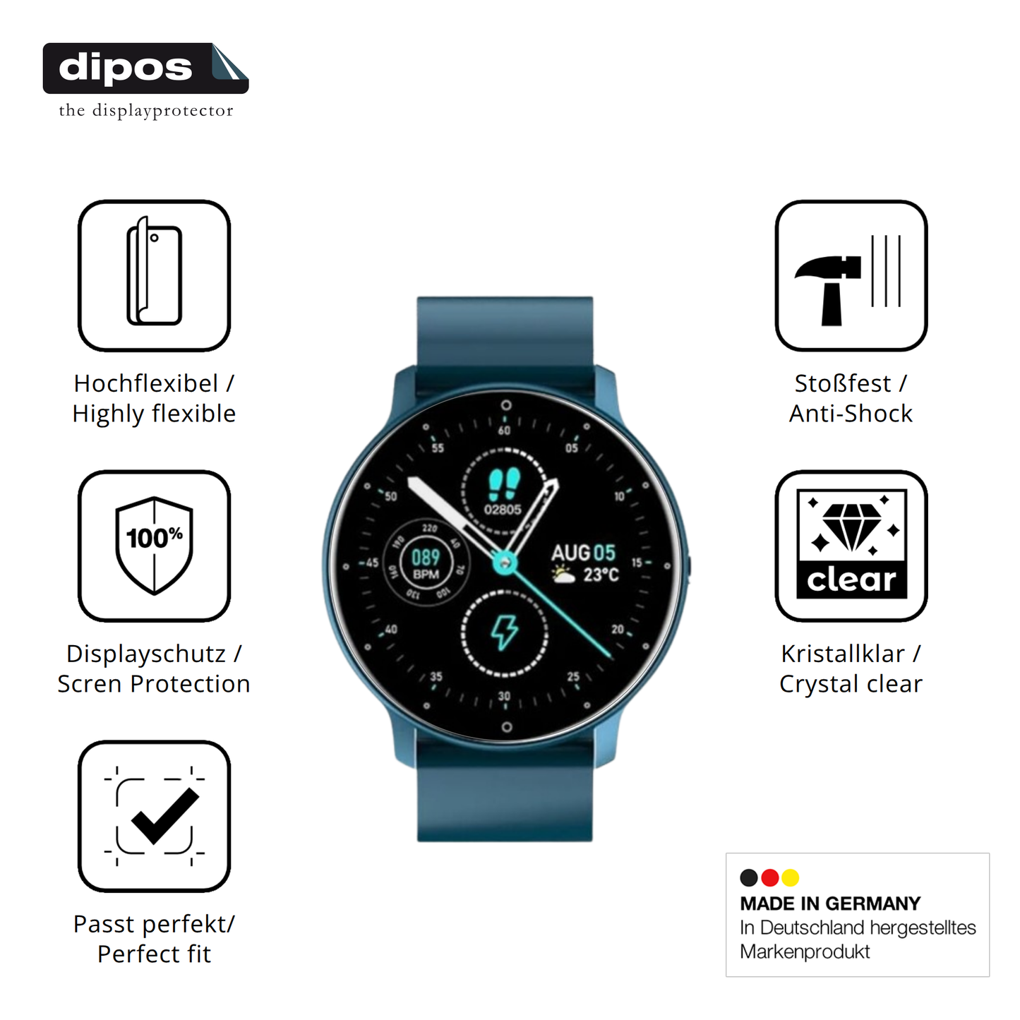 Displayschutz hergestellt in Deutschland, höchste Qualität made in Germany