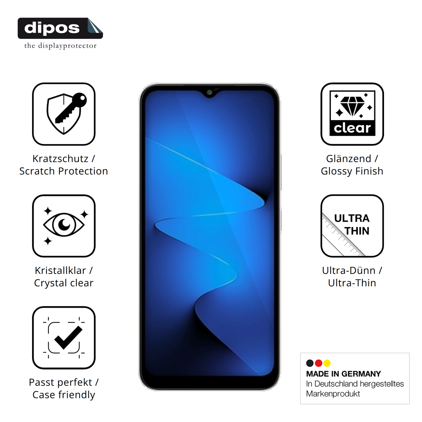 Displayschutz hergestellt in Deutschland, höchste Qualität made in Germany