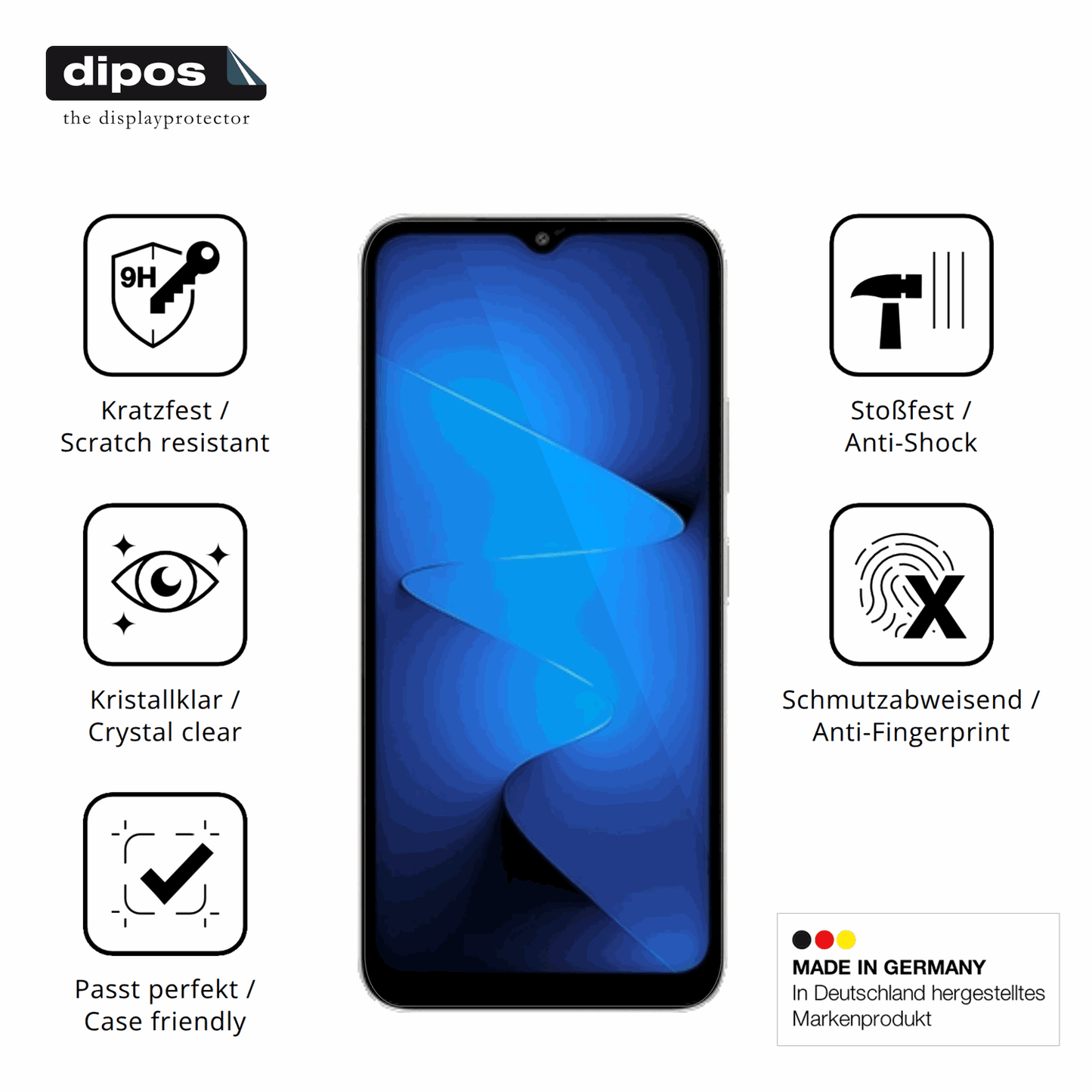 Displayschutz hergestellt in Deutschland, höchste Qualität made in Germany