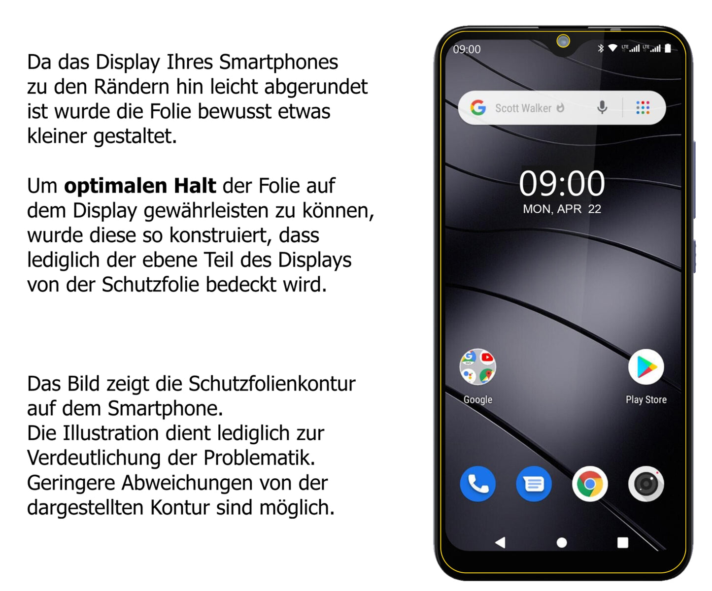 Schutzfolie mit optimaler Passform, zur Verwendung mit Hüllen geeignet