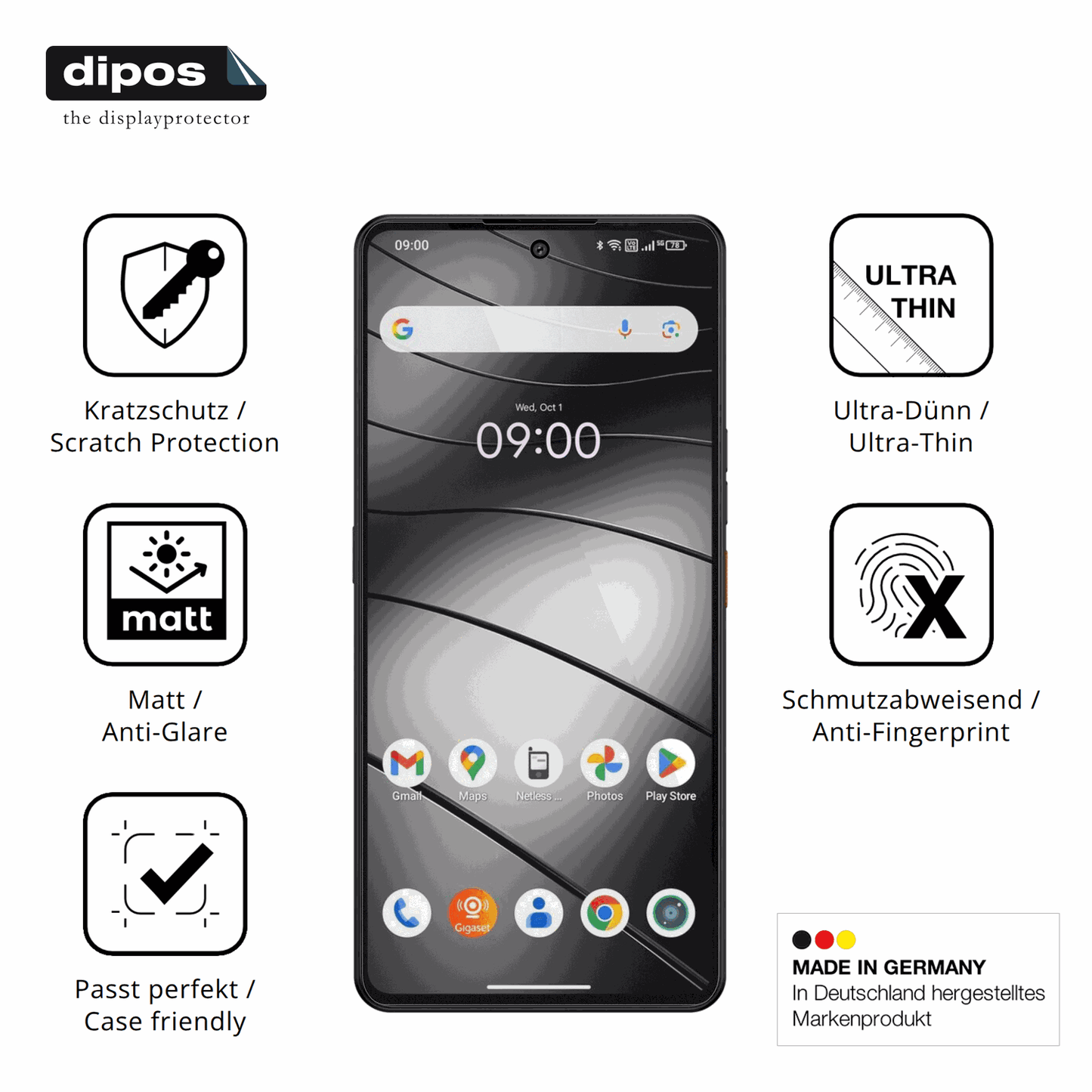 Displayschutz hergestellt in Deutschland, höchste Qualität made in Germany