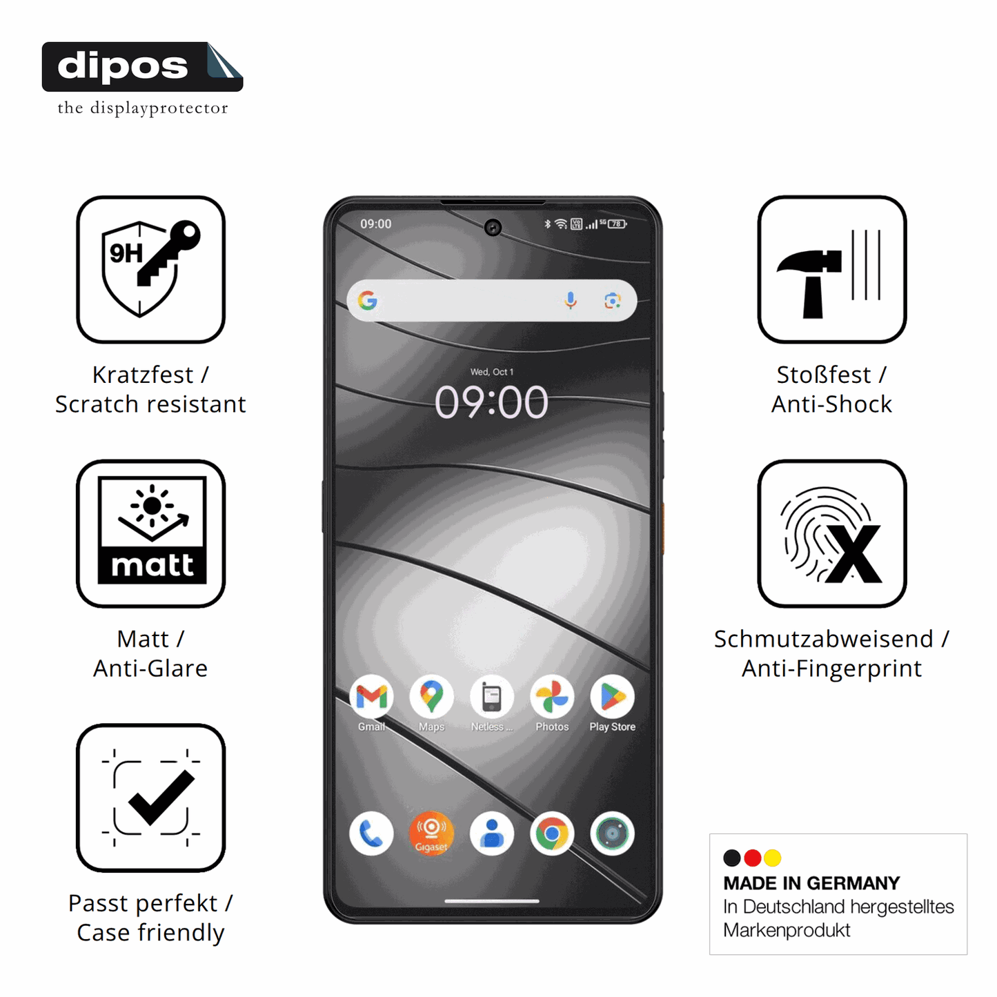 Displayschutz hergestellt in Deutschland, höchste Qualität made in Germany