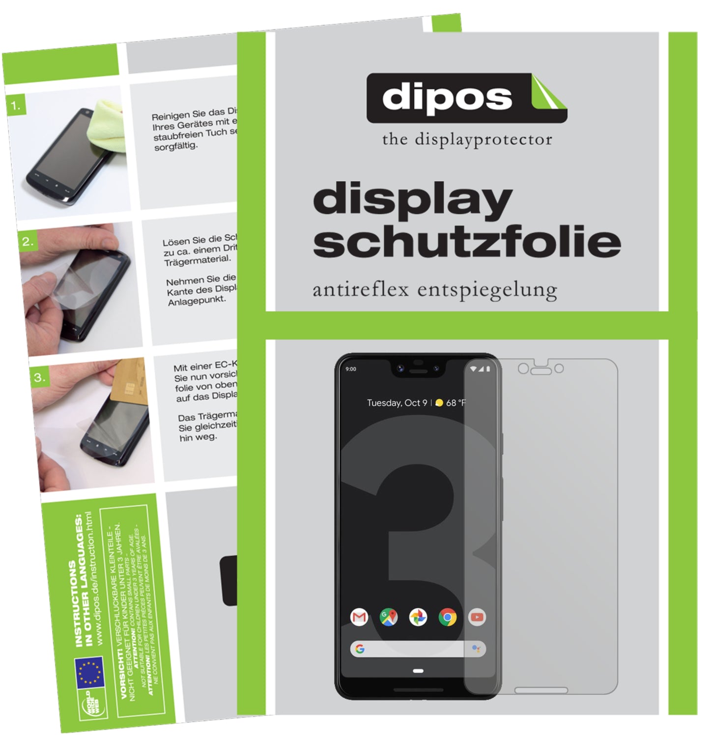 Mattes Panzerglas: Entspiegelte, dünne Folie, Fingerabdruckresistenz und Bildschirmschutz für Google-Pixel 3 XL