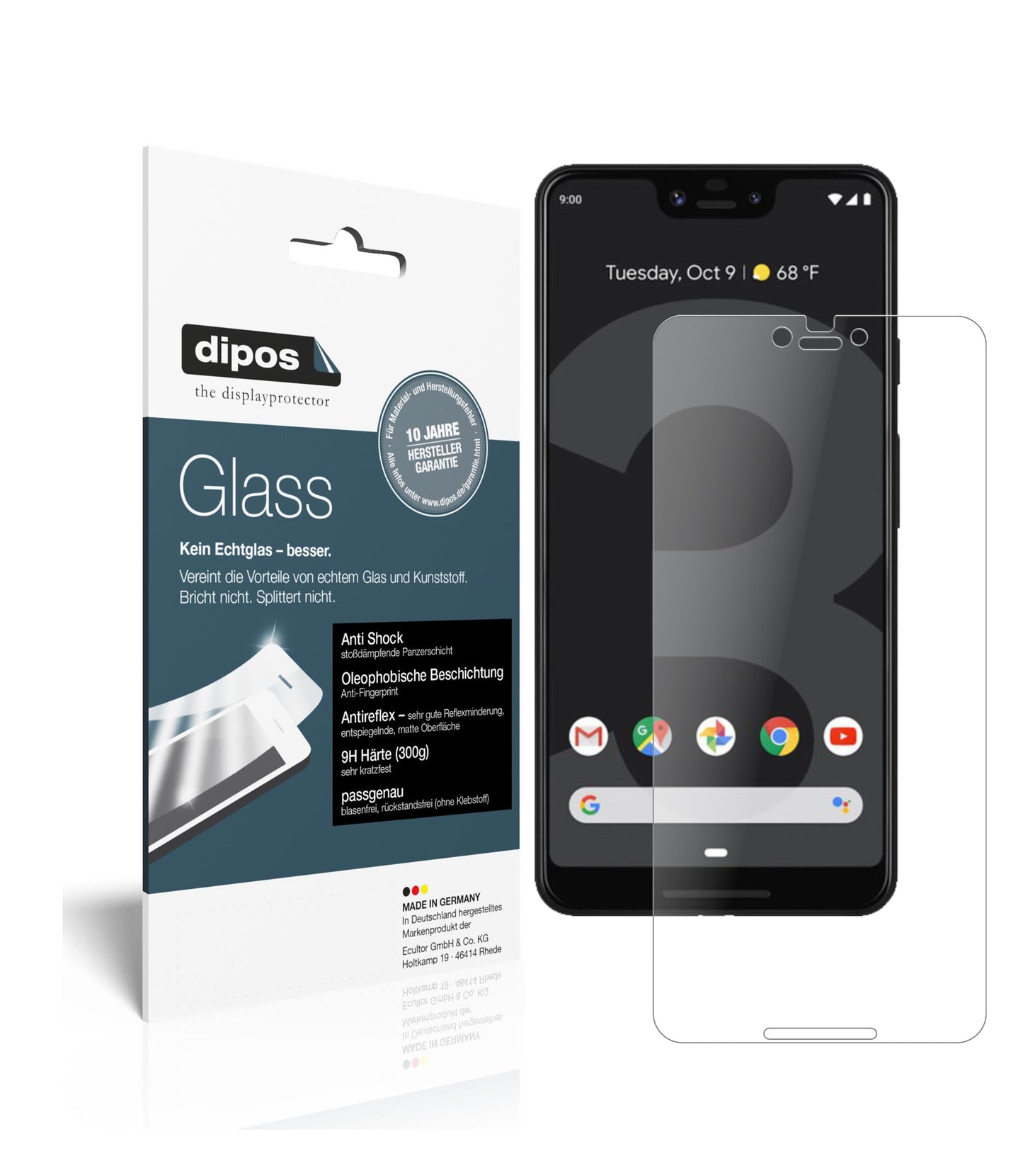 Mattes Panzerglas: Schutz vor Brüchen, Fingerabdrücken und Bildschirmblendung für Google-Pixel 3 XL