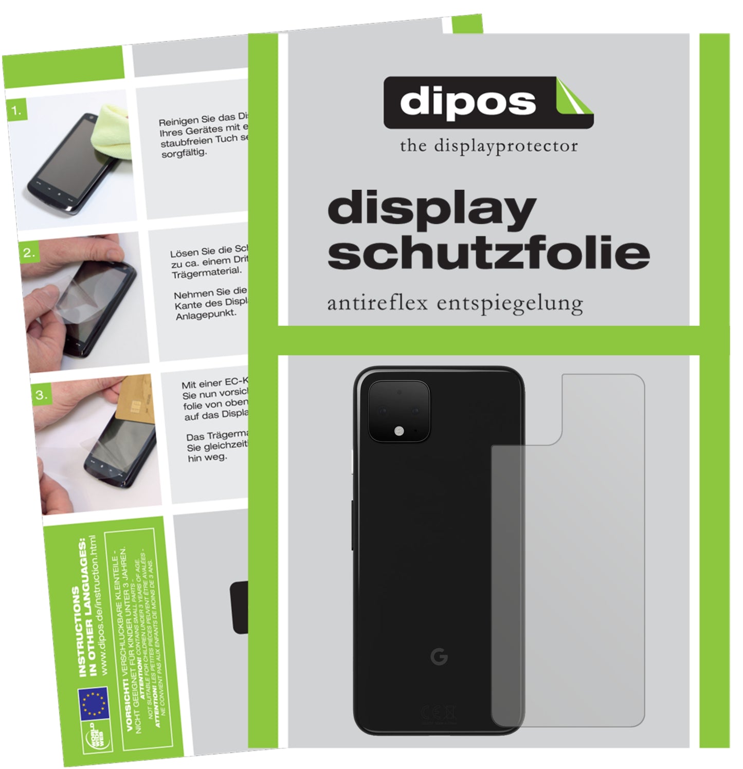 Mattes Panzerglas: Entspiegelte, dünne Folie, Fingerabdruckresistenz und Bildschirmschutz für Google-Pixel 4 XL Rückseite