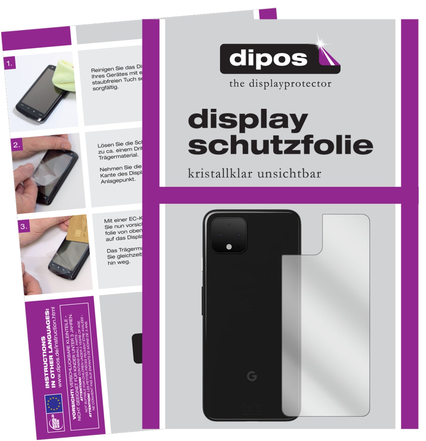 Kristallklare, dünne Schutzfolie: Kratzfest & passgenau für Google-Pixel 4 XL Rückseite