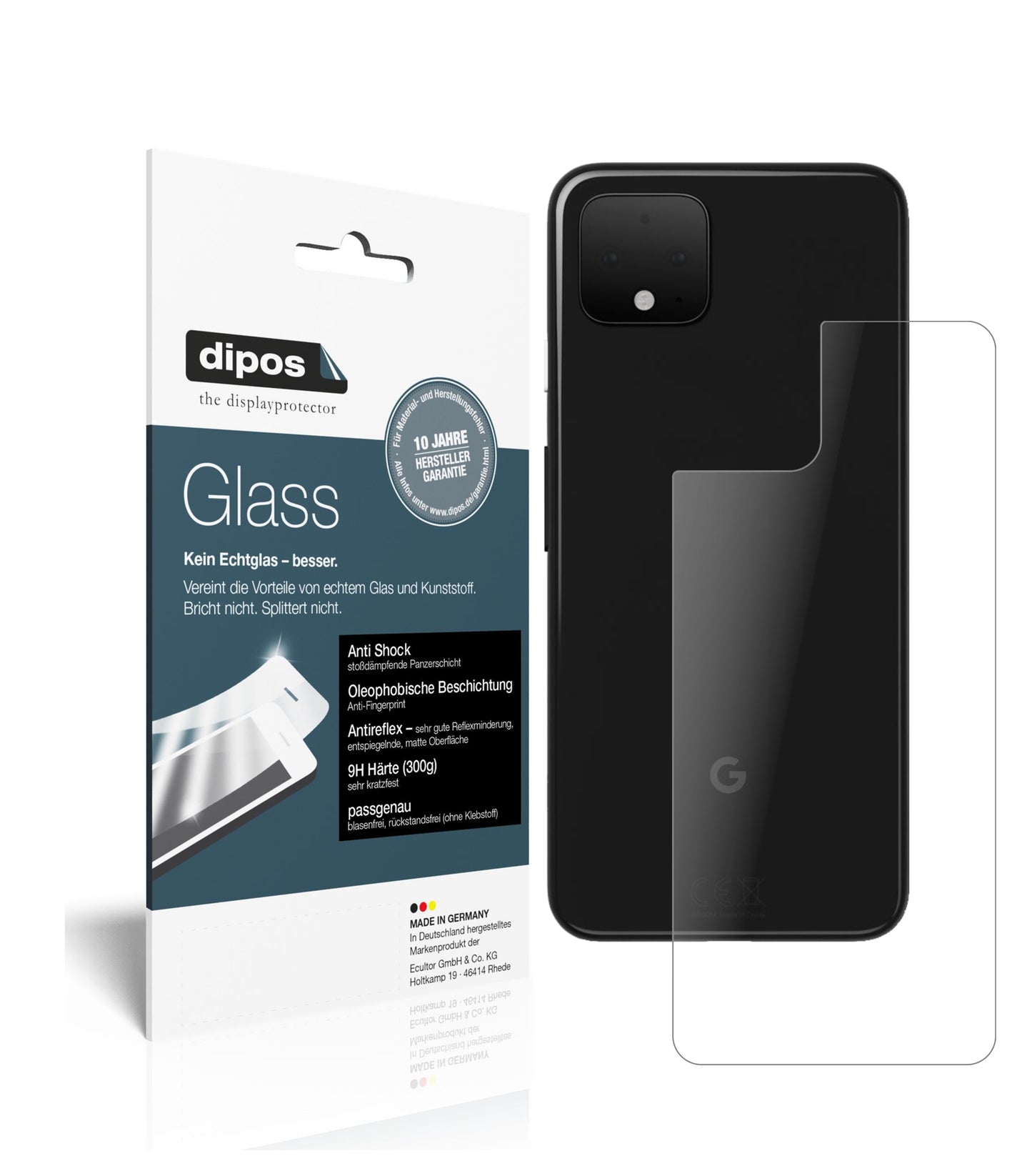 Mattes Panzerglas: Schutz vor Brüchen, Fingerabdrücken und Bildschirmblendung für Google-Pixel 4 XL Rückseite