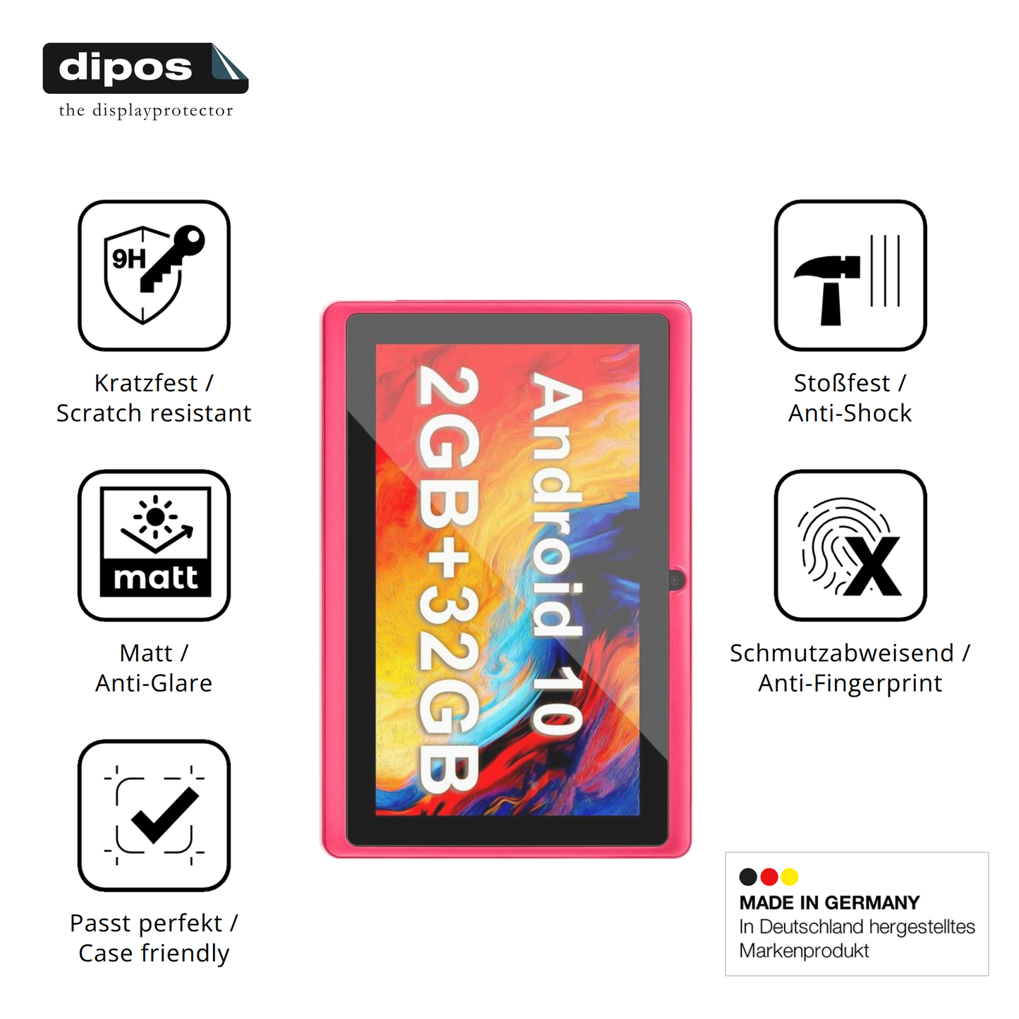 Displayschutz hergestellt in Deutschland, höchste Qualität made in Germany