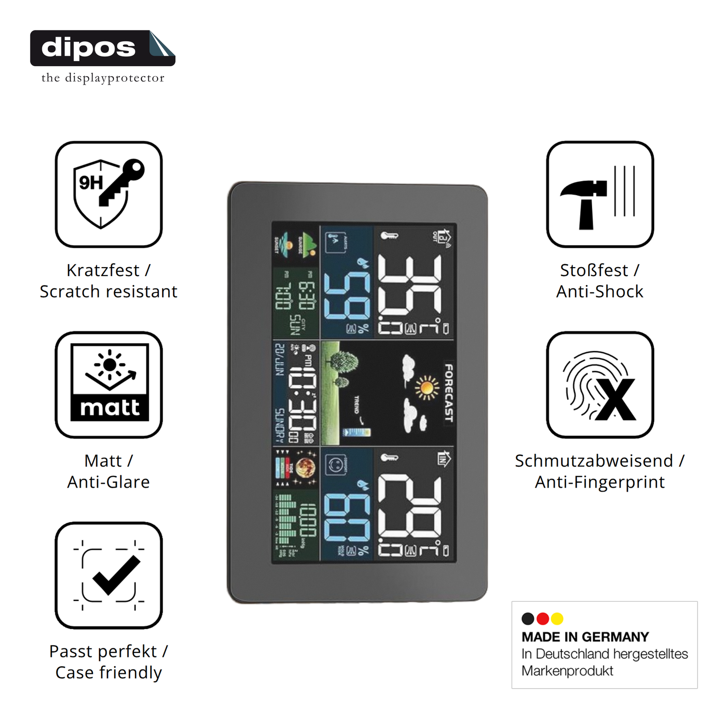 Displayschutz hergestellt in Deutschland, höchste Qualität made in Germany