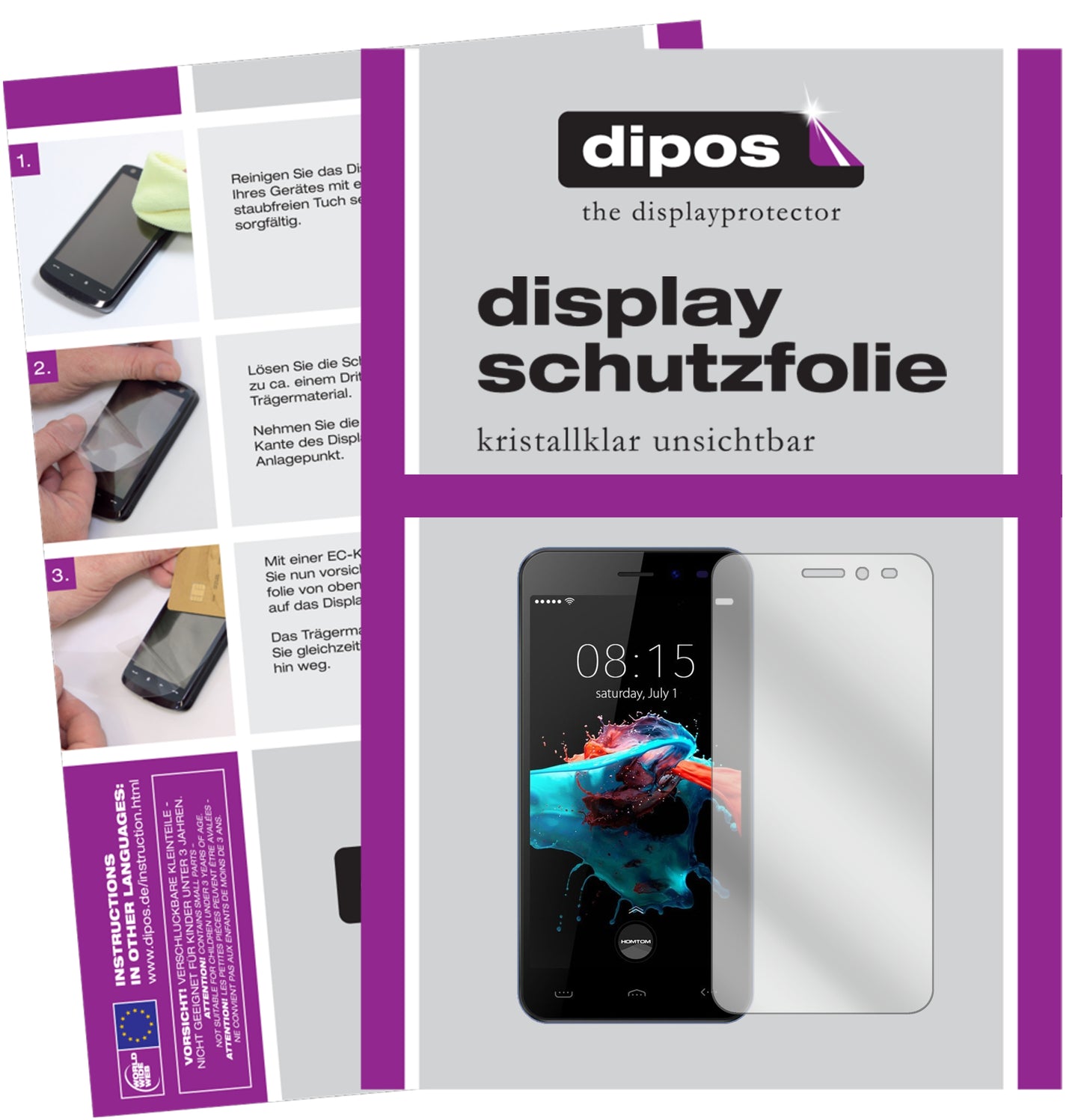 Kristallklare, dünne Schutzfolie: Kratzfest & passgenau für HOMTOM-HT16 2016