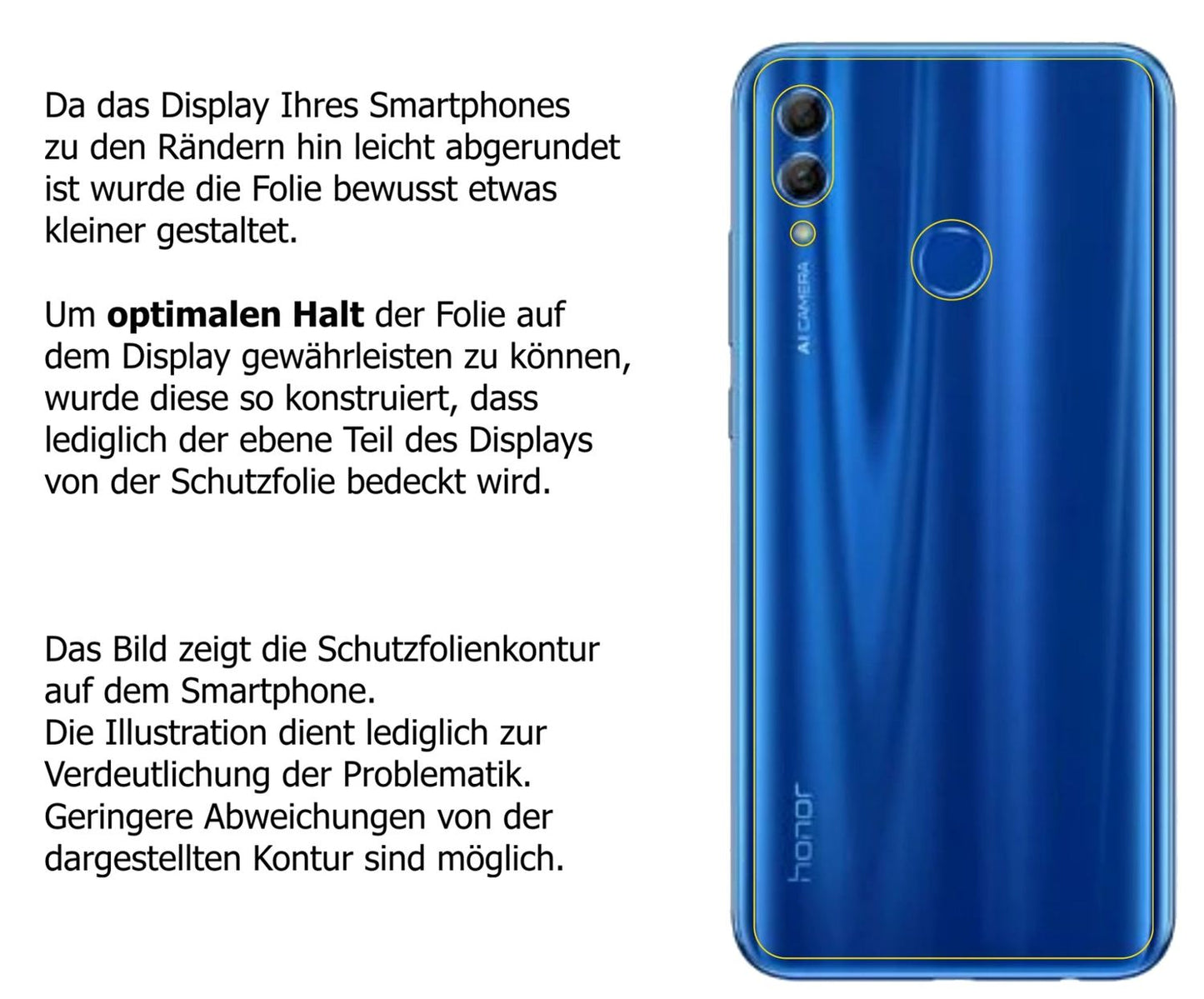 Dünne und klare Folie passend zugeschnitten für Honor 10i Rückseite