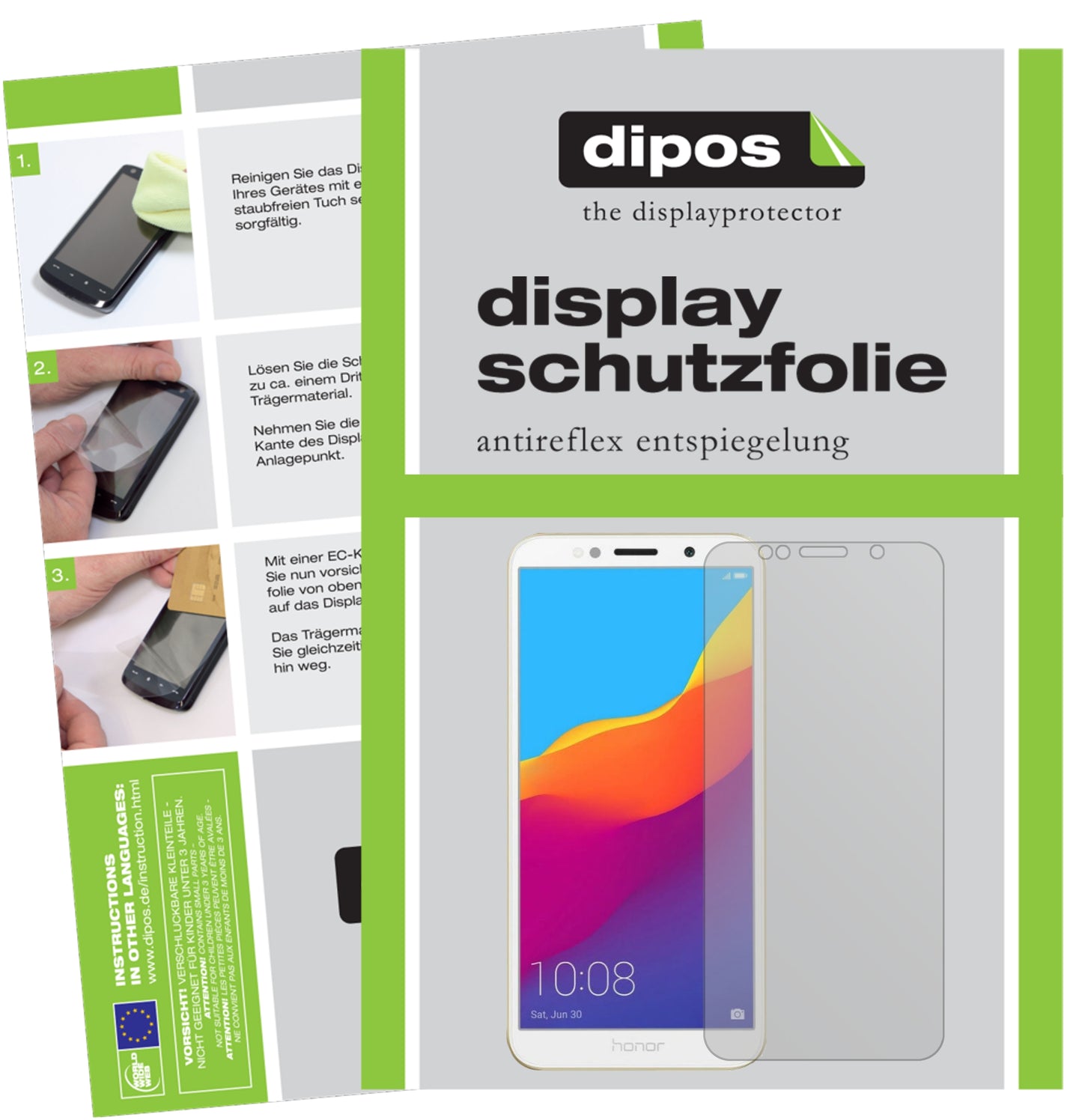 Mattes Panzerglas: Entspiegelte, dünne Folie, Fingerabdruckresistenz und Bildschirmschutz für Honor-7A