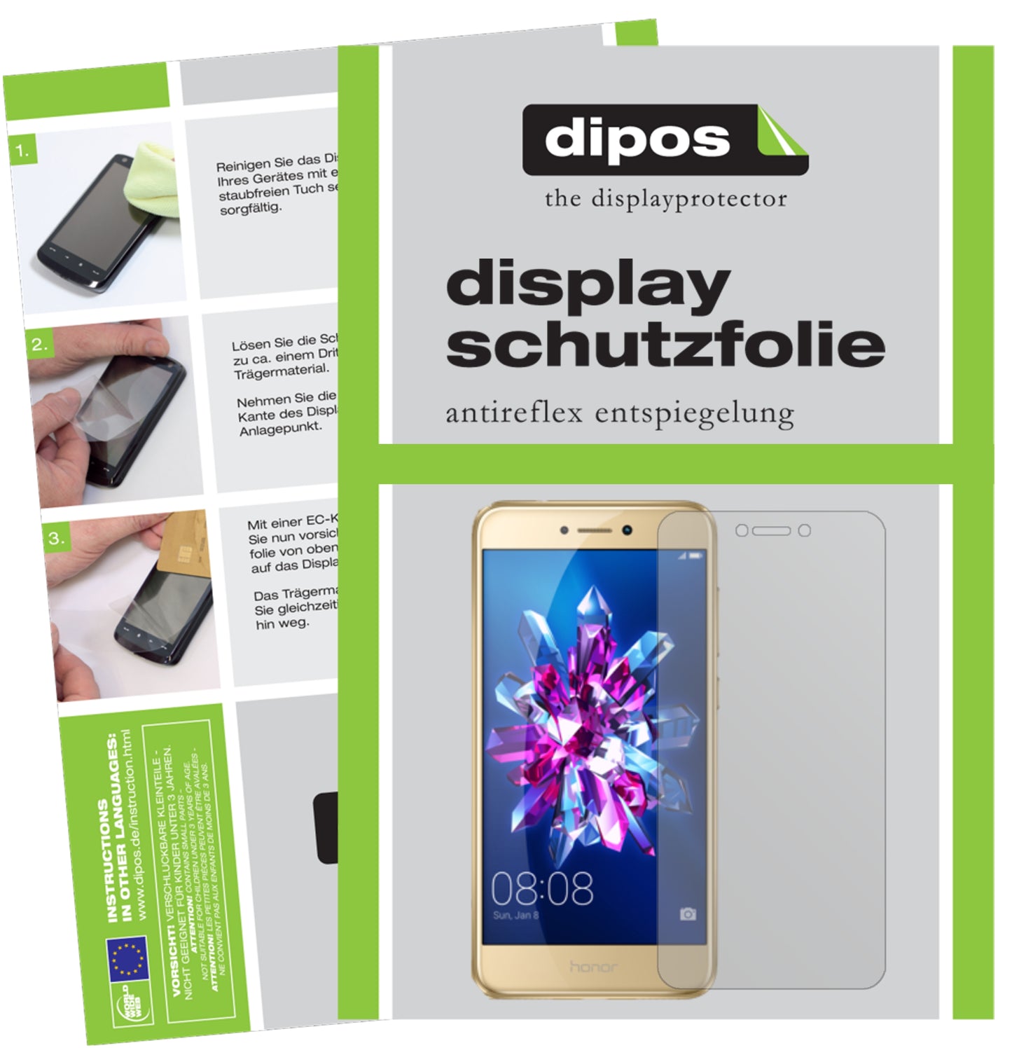 Mattes Panzerglas: Entspiegelte, dünne Folie, Fingerabdruckresistenz und Bildschirmschutz für Honor-8 Lite