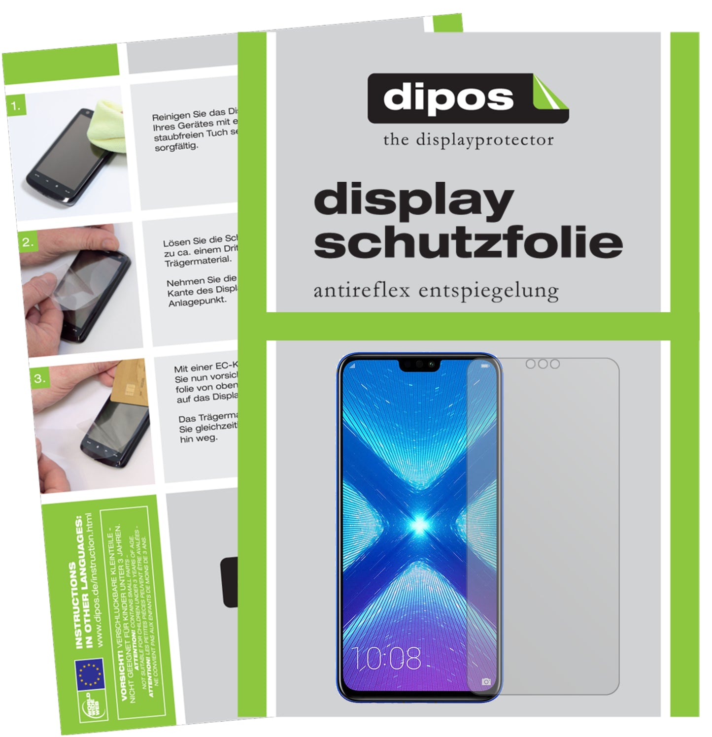 Mattes Panzerglas: Entspiegelte, dünne Folie, Fingerabdruckresistenz und Bildschirmschutz für Honor-8X