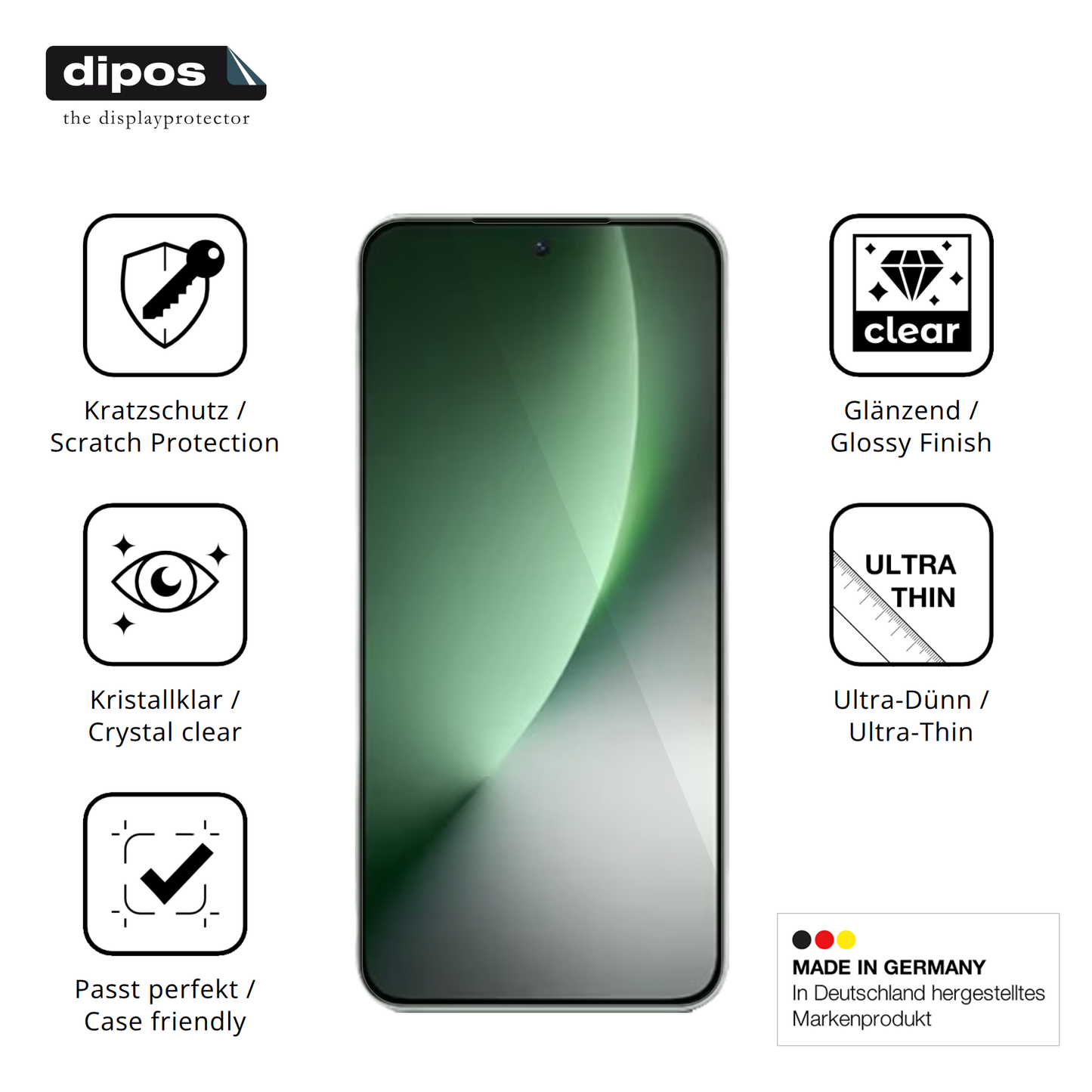 Displayschutz hergestellt in Deutschland, höchste Qualität made in Germany