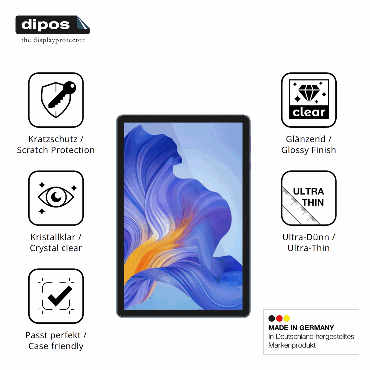 Displayschutz hergestellt in Deutschland, höchste Qualität made in Germany
