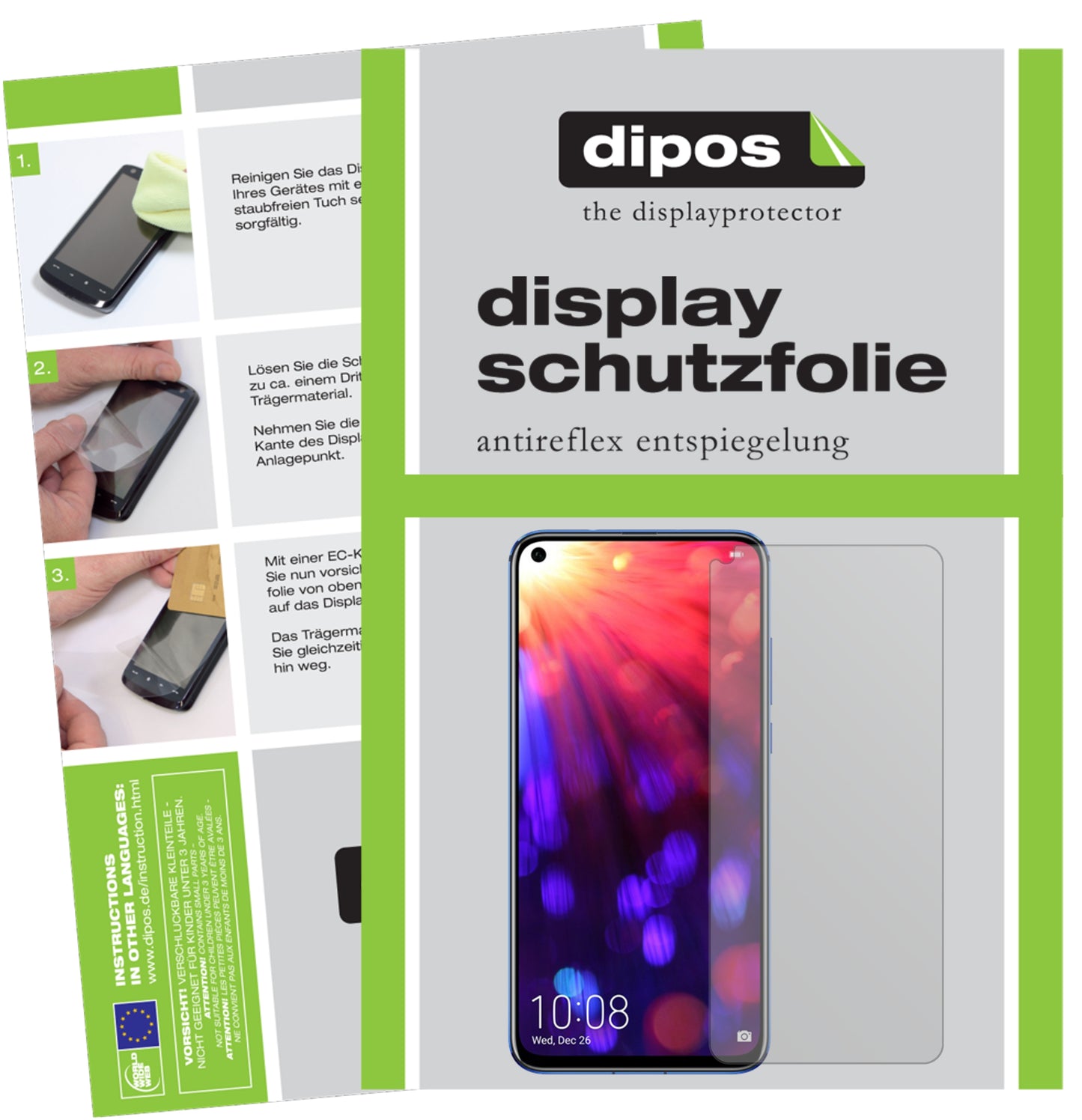 Mattes Panzerglas: Entspiegelte, dünne Folie, Fingerabdruckresistenz und Bildschirmschutz für Honor-View 20