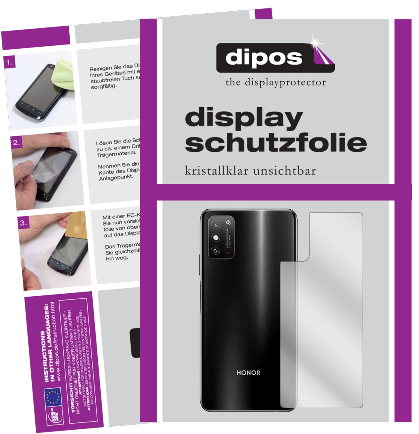 Kristallklare, dünne Schutzfolie: Kratzfest & passgenau für Honor-X10 Max 5G Rückseite