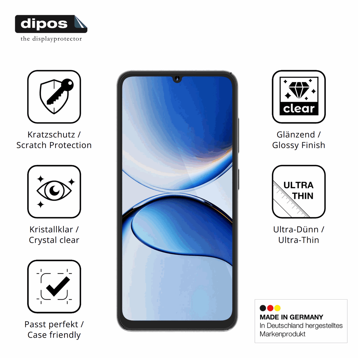 Displayschutz hergestellt in Deutschland, höchste Qualität made in Germany