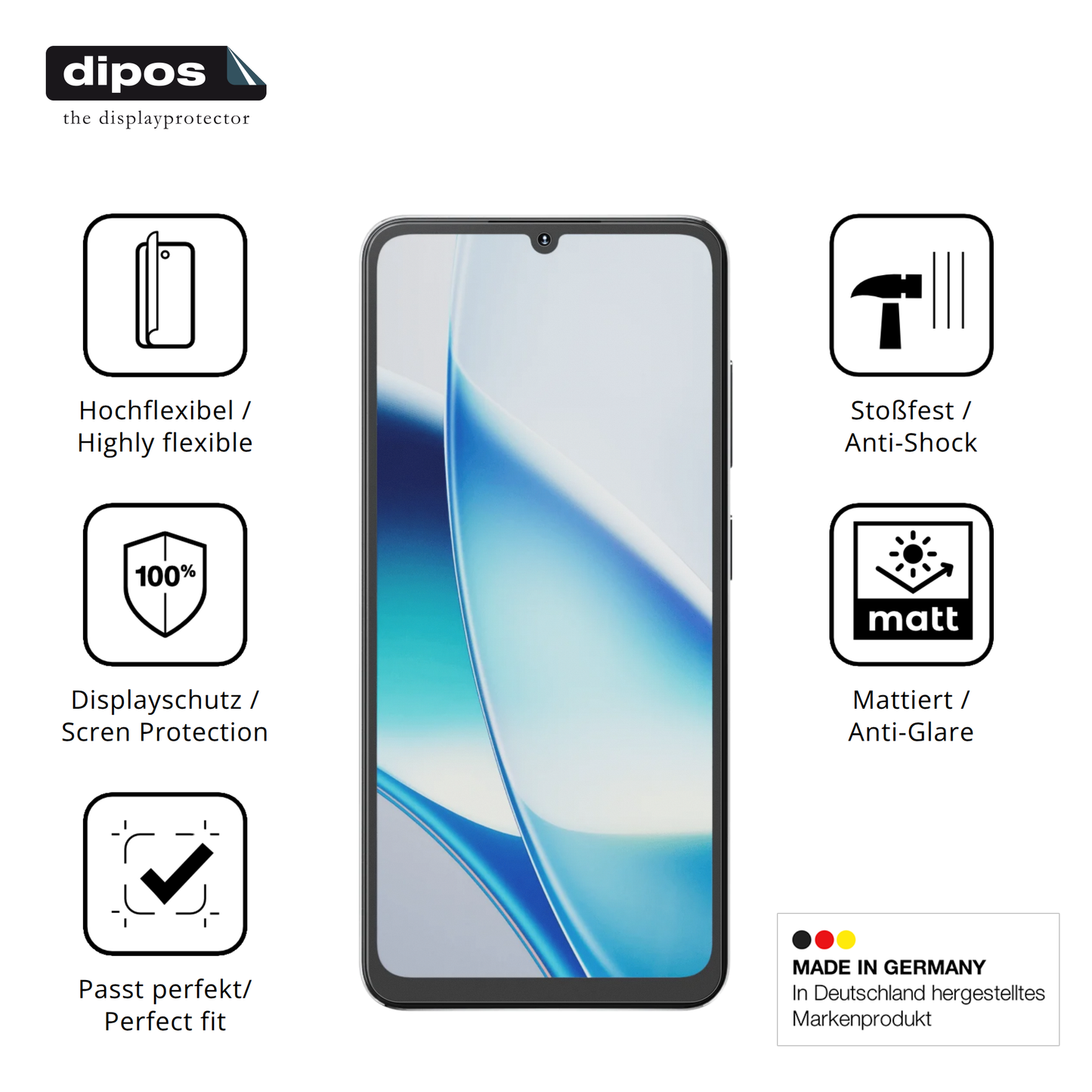 Displayschutz hergestellt in Deutschland, höchste Qualität made in Germany