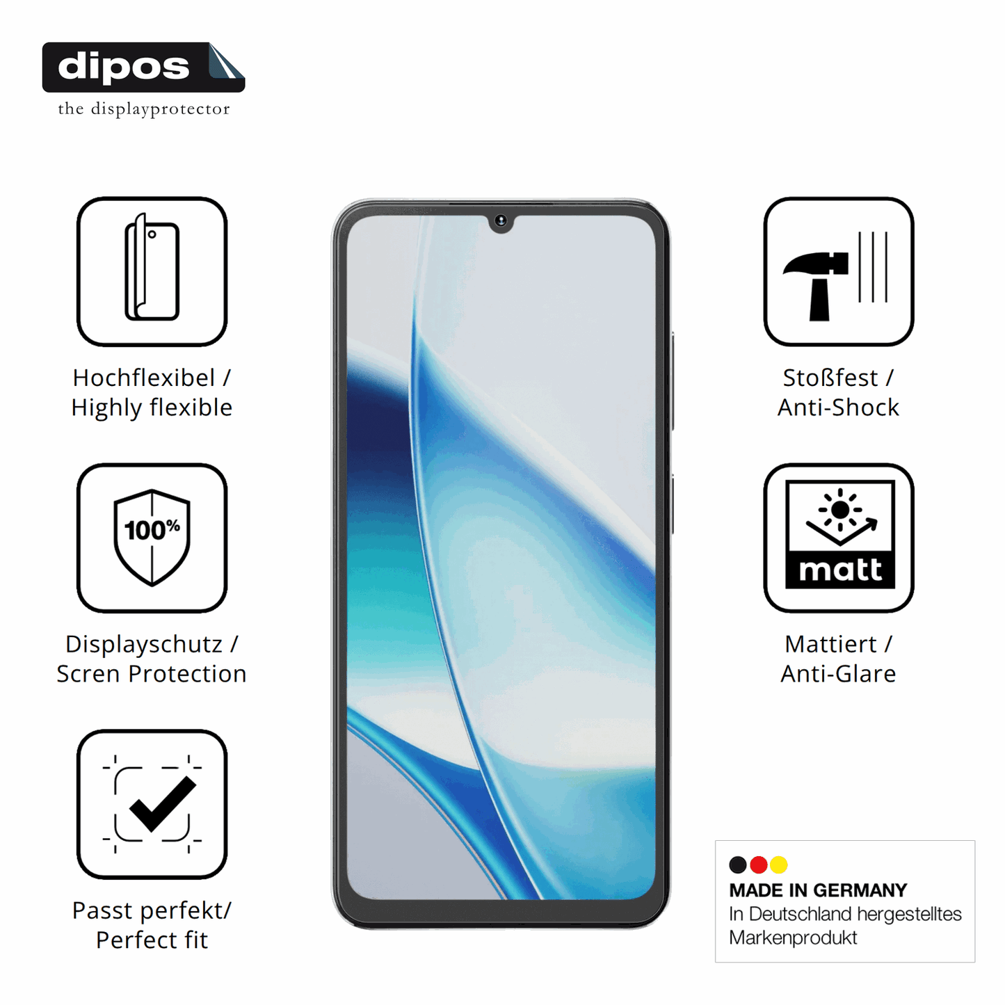 Displayschutz hergestellt in Deutschland, höchste Qualität made in Germany