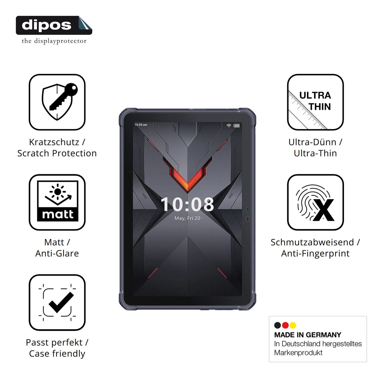 Displayschutz hergestellt in Deutschland, höchste Qualität made in Germany