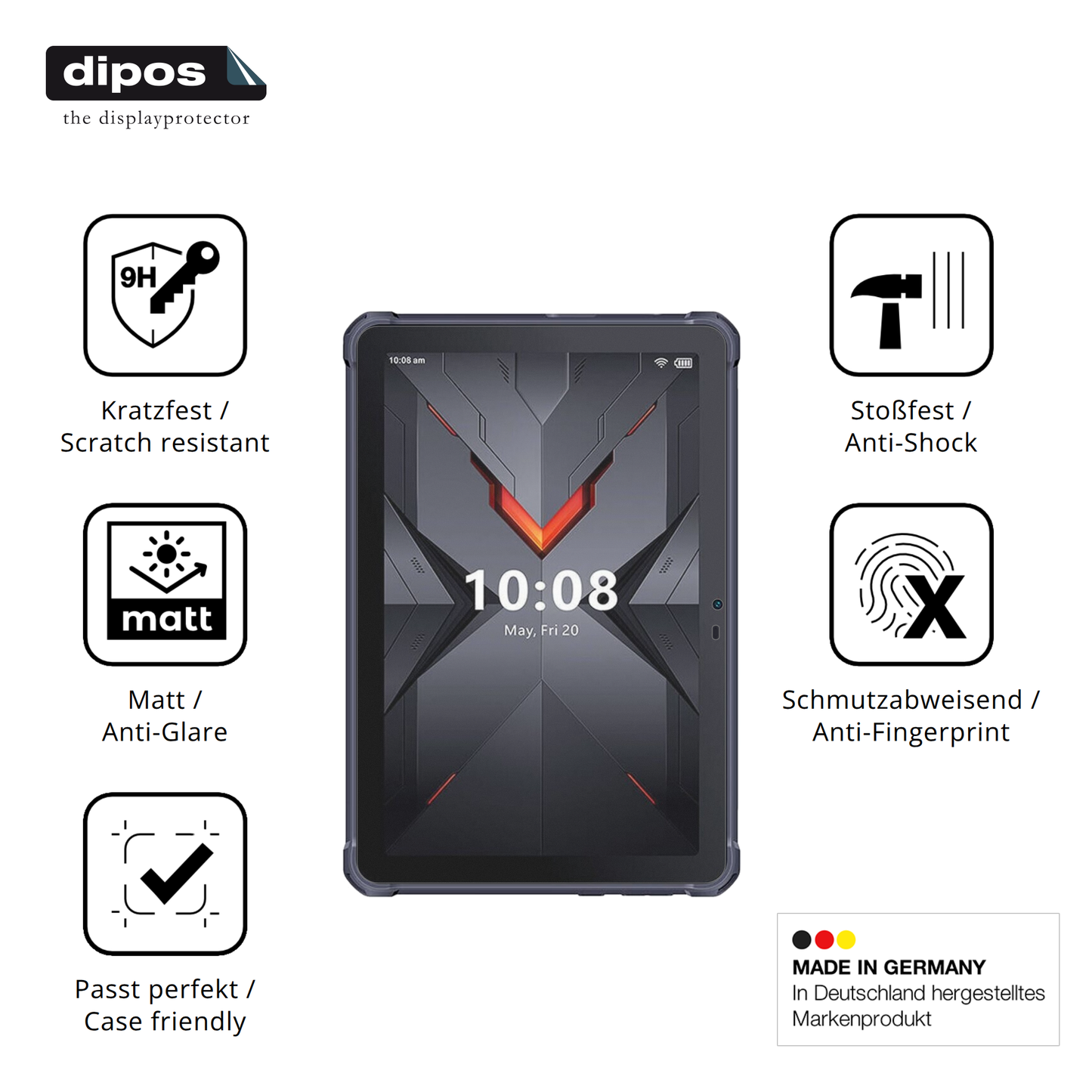 Displayschutz hergestellt in Deutschland, höchste Qualität made in Germany