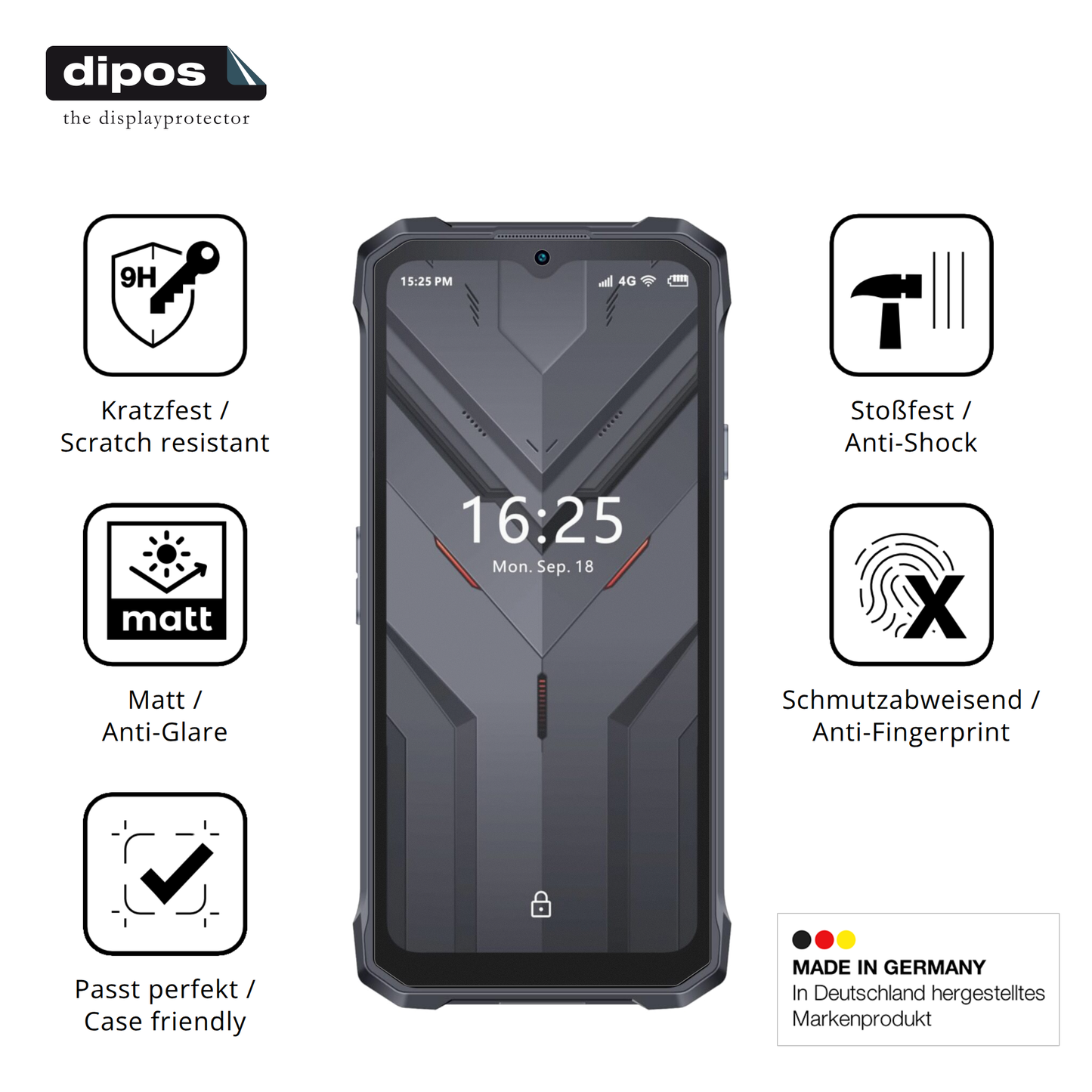 Displayschutz hergestellt in Deutschland, höchste Qualität made in Germany