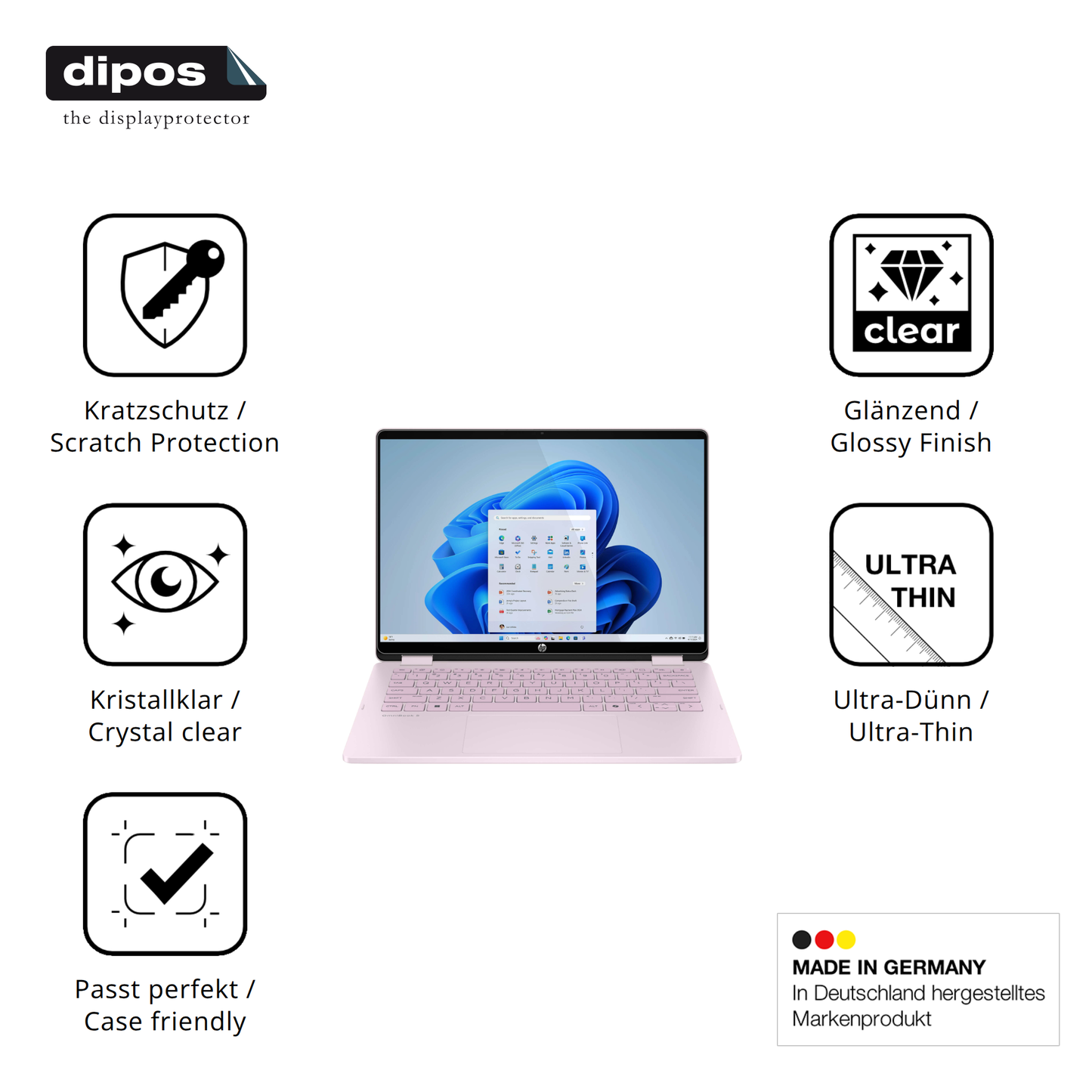 Displayschutz hergestellt in Deutschland, höchste Qualität made in Germany