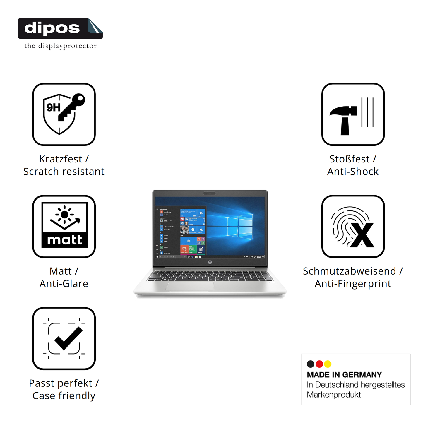 Displayschutz hergestellt in Deutschland, höchste Qualität made in Germany