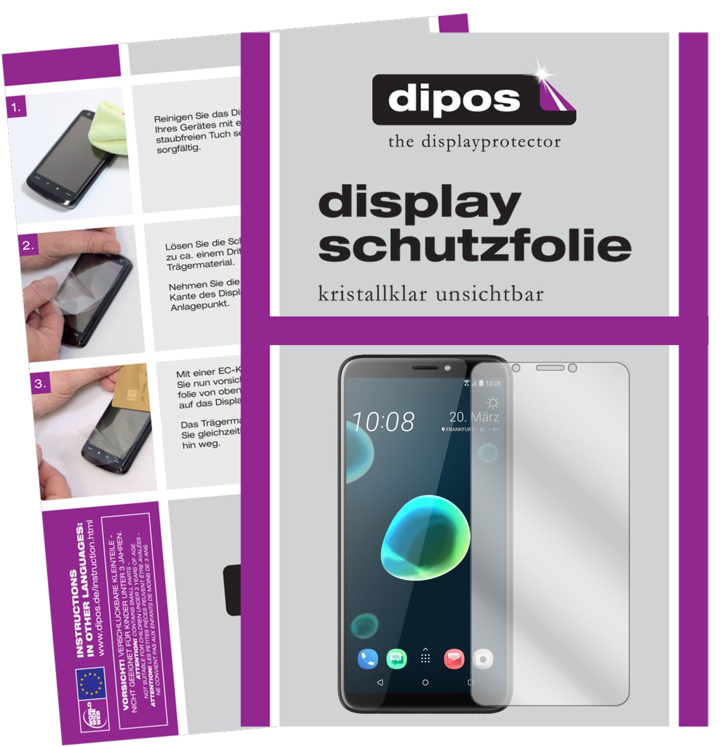 Kristallklare, dünne Schutzfolie: Kratzfest & passgenau für HTC-Desire 12 Plus