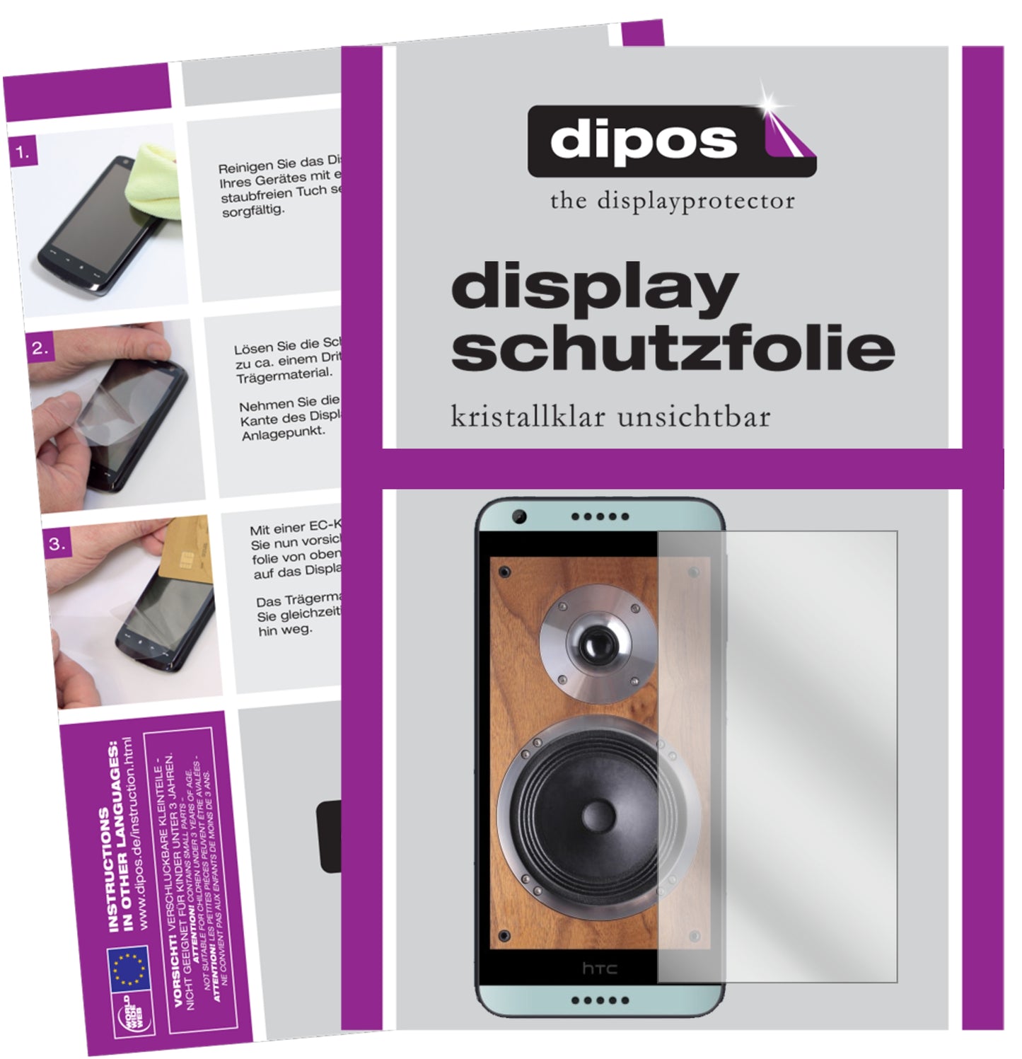 Kristallklare, dünne Schutzfolie: Kratzfest & passgenau für HTC-Desire 650