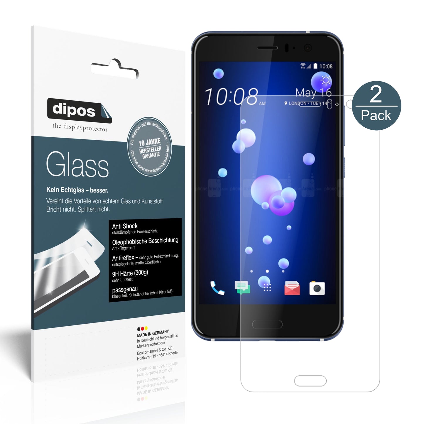 Mattes Panzerglas: Schutz vor Brüchen, Fingerabdrücken und Bildschirmblendung für HTC-U11